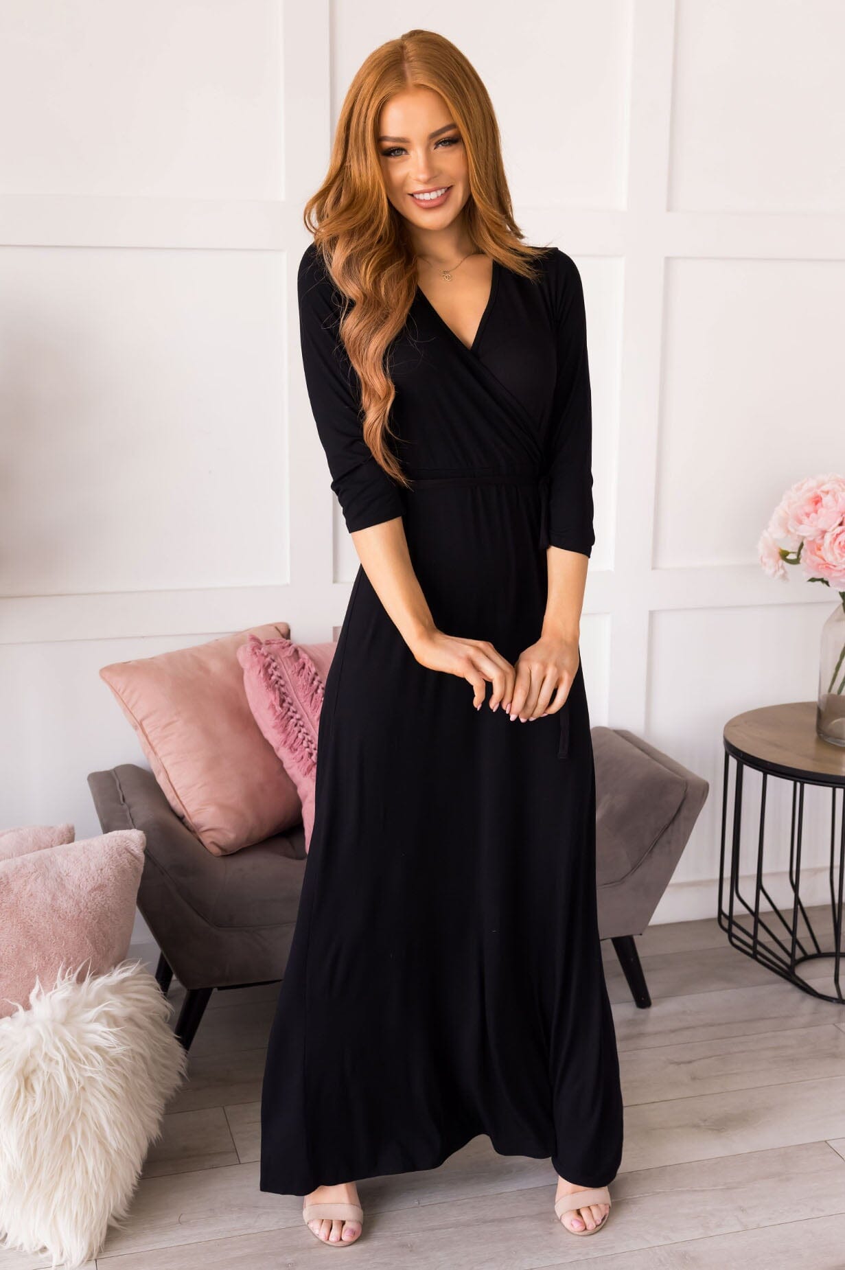 fitted lace wedding dress Black Maxi Abaya Dress main image 0