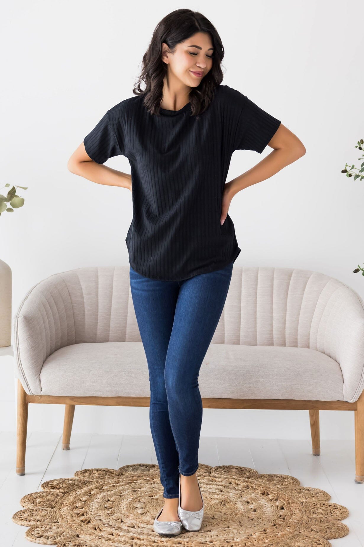 Cheerful Spirit Ribbed Top Modest Dresses vendor-unknown