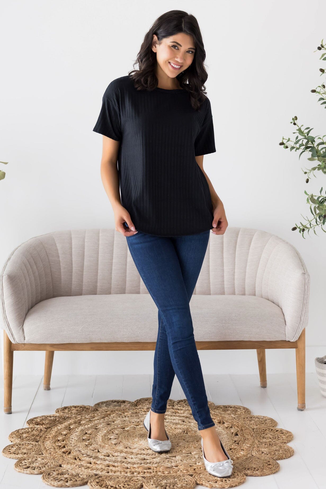 Cheerful Spirit Ribbed Top Modest Dresses vendor-unknown