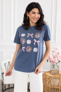 Baseball & Bows Graphic Tee Modest Dresses vendor-unknown 