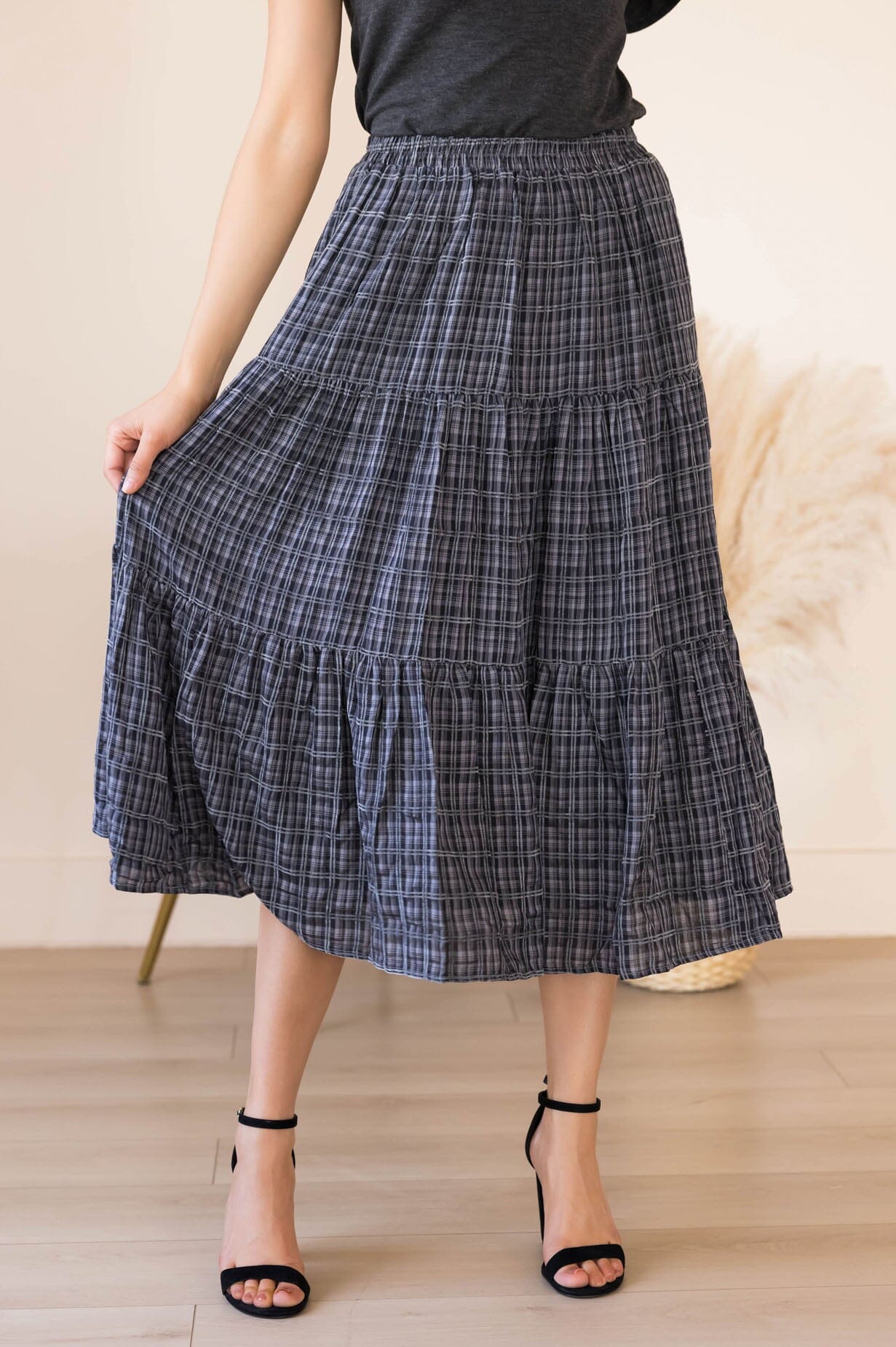 Secret Locket Tiered Skirt Modest Dresses vendor-unknown