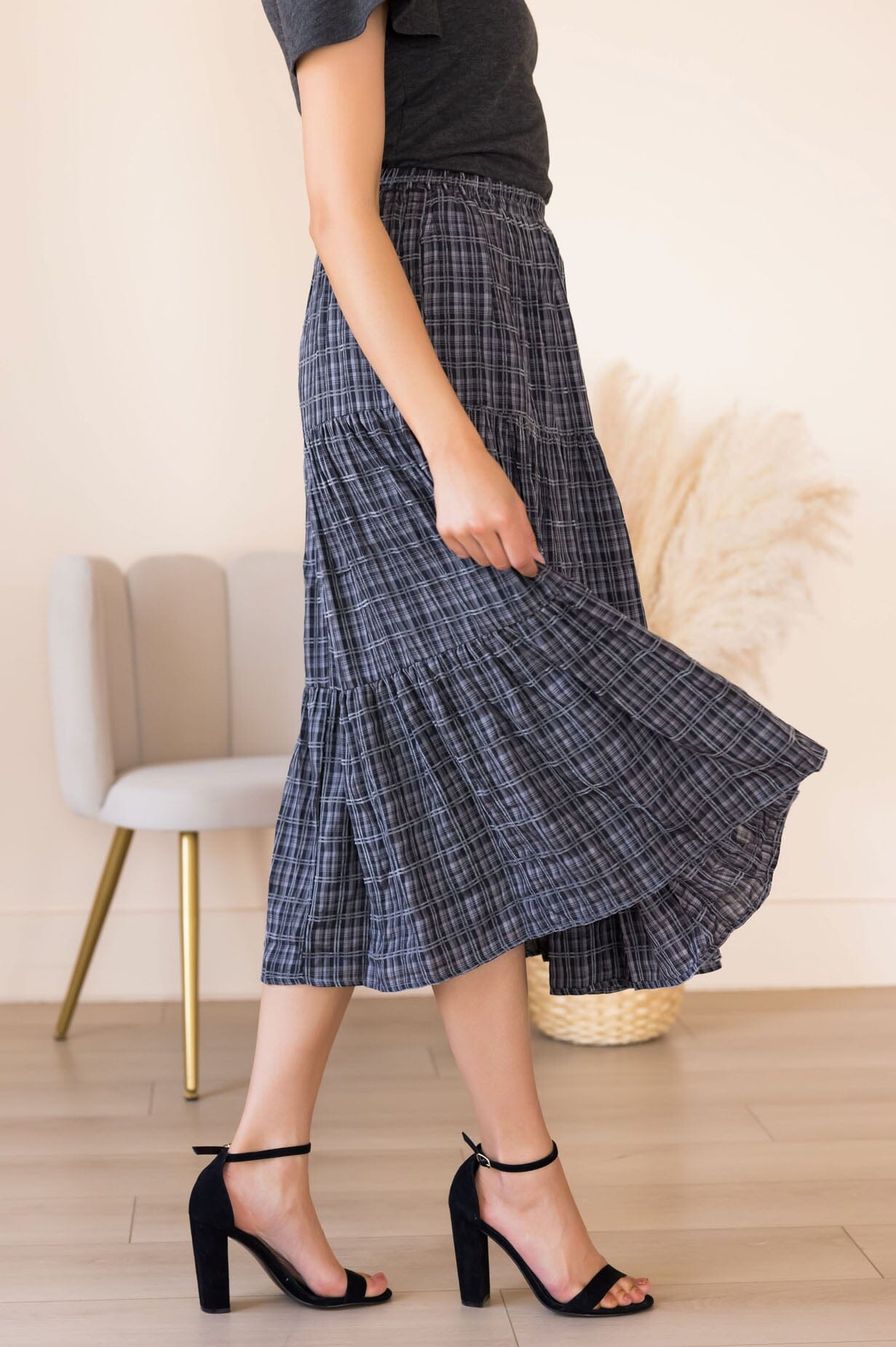 Secret Locket Tiered Skirt Modest Dresses vendor-unknown