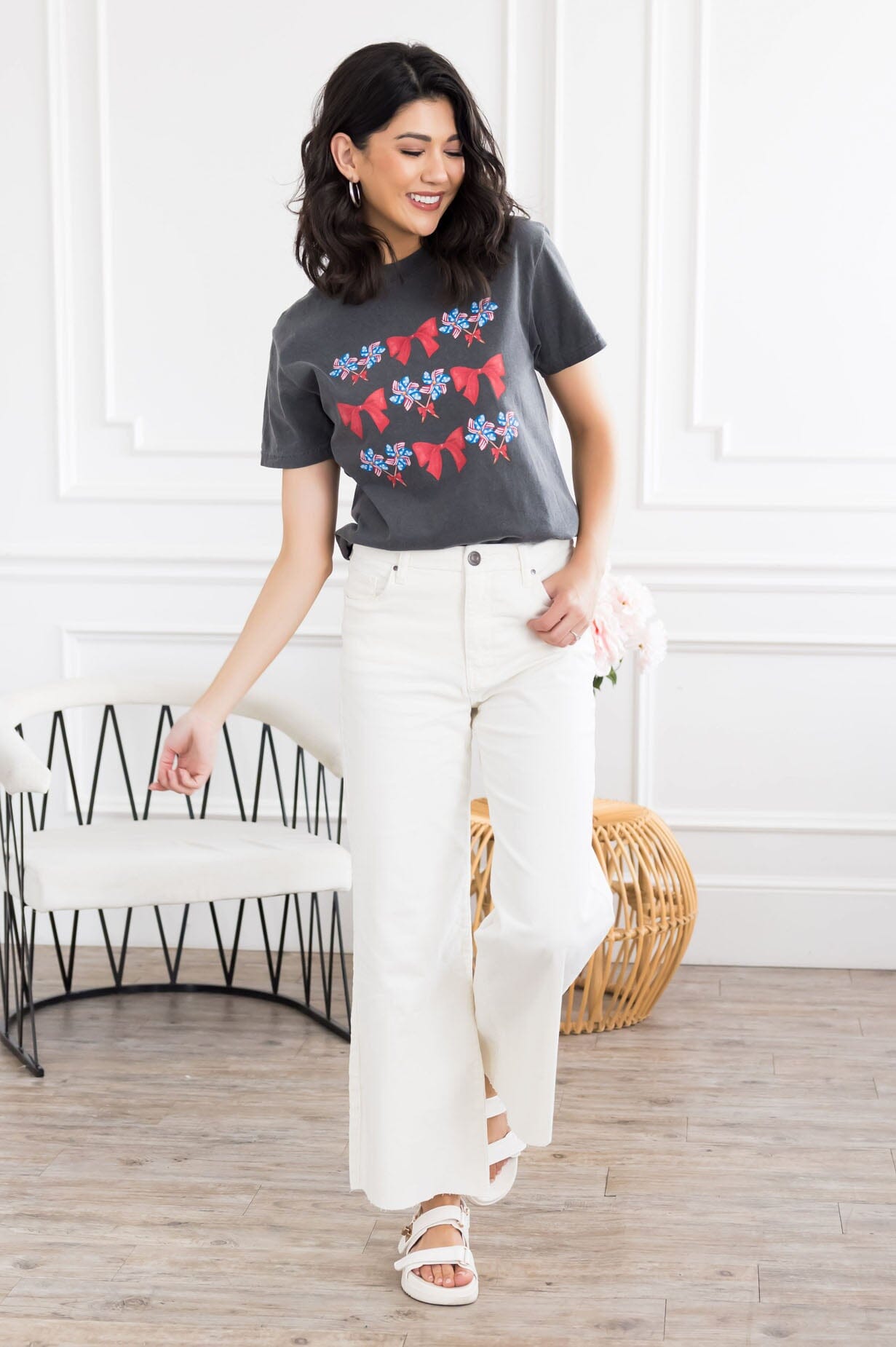 Pinwheels & Bows Graphic Tee Modest Dresses vendor-unknown