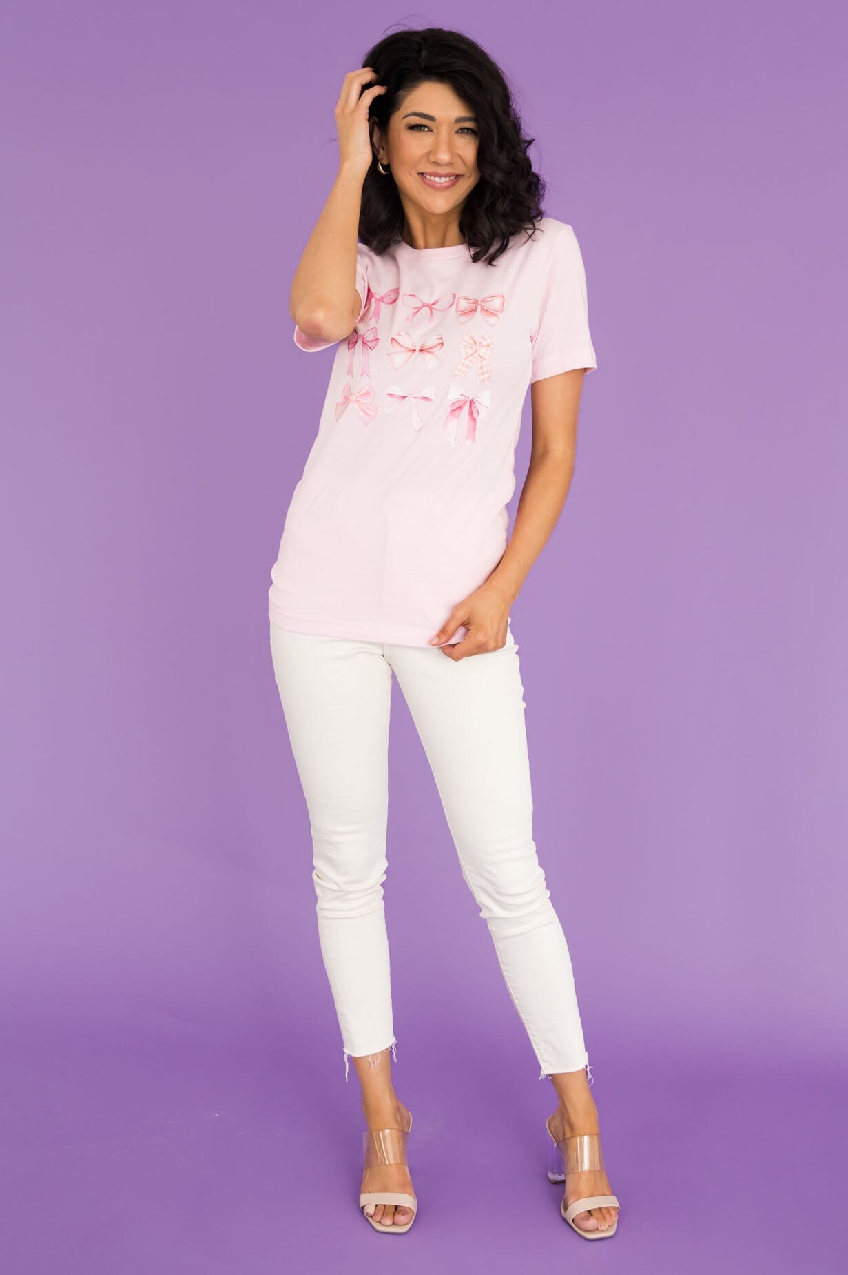 All Tied Up In A Pretty Bow Graphic Tee Modest Dresses vendor-unknown