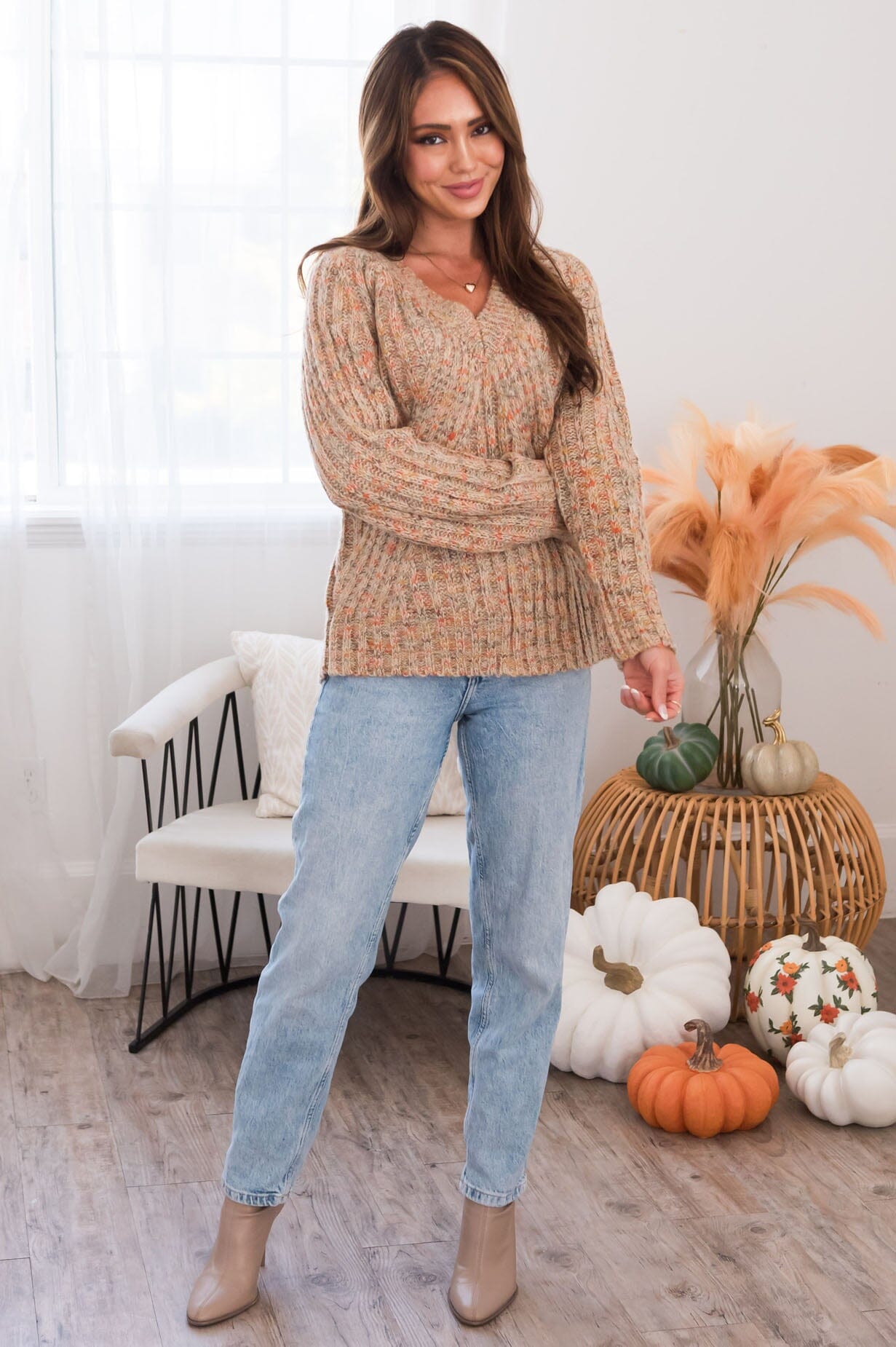 Excited For Adventure Modest Cable Knit Sweater Tops vendor-unknown