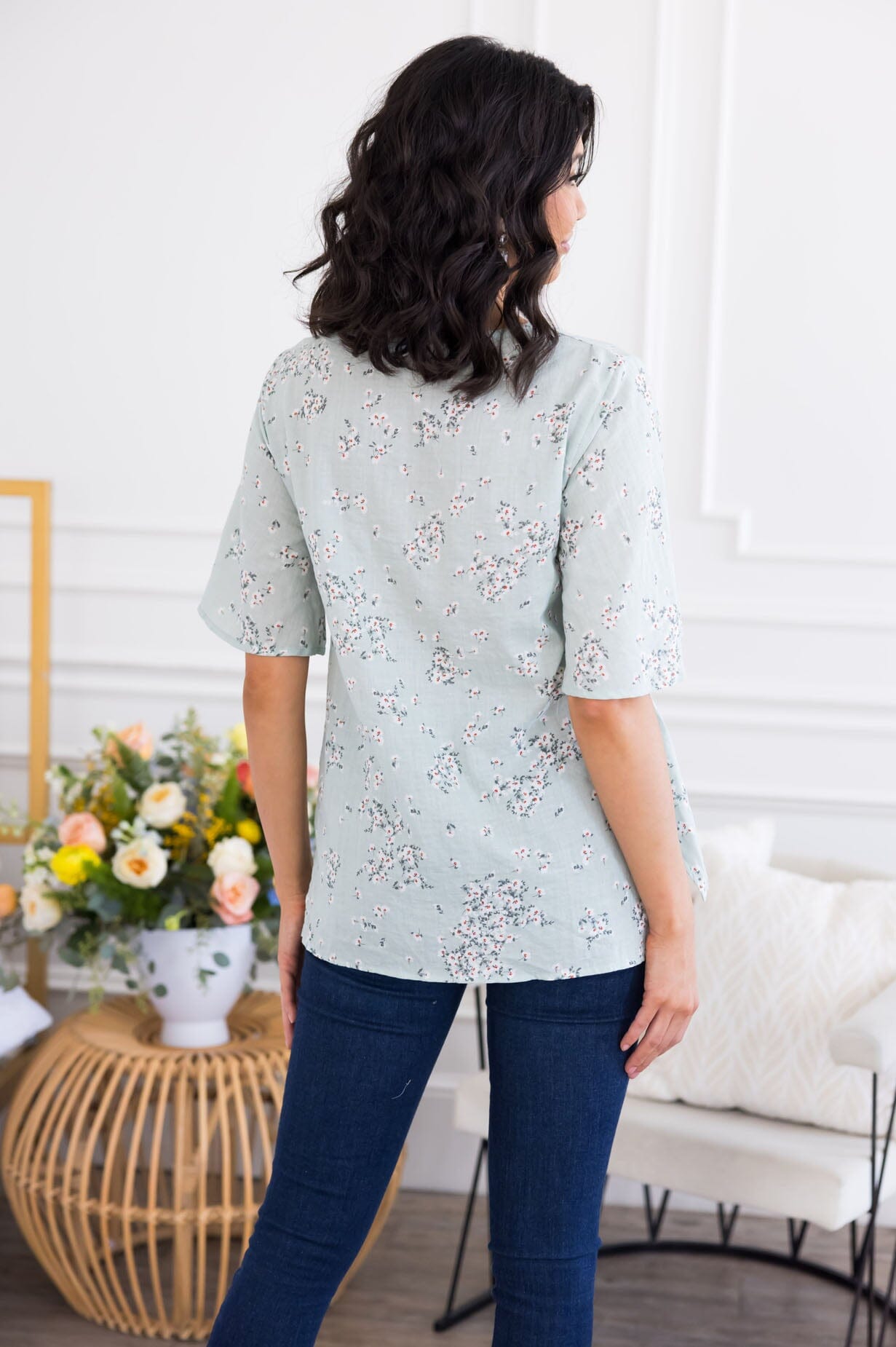 Photo Ready Tie Front Top Tops vendor-unknown