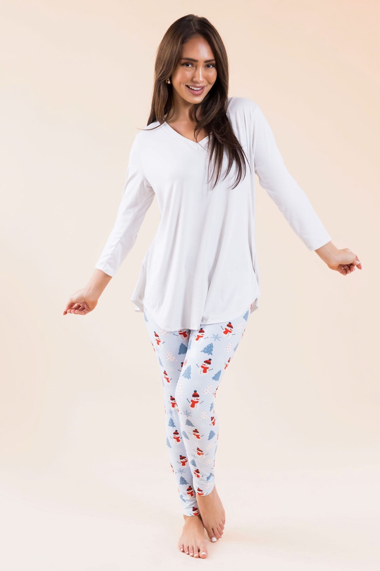 Trees & Snowman Christmas Leggings Accessories & Shoes vendor-unknown