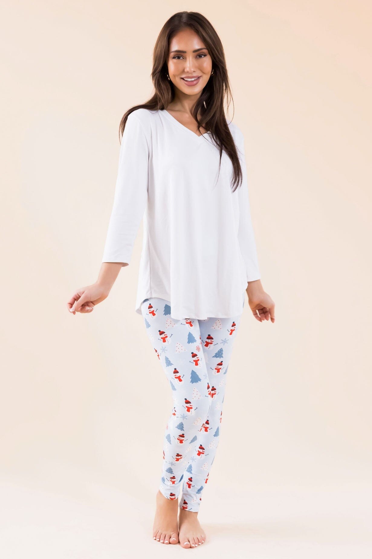 Trees & Snowman Christmas Leggings Accessories & Shoes vendor-unknown