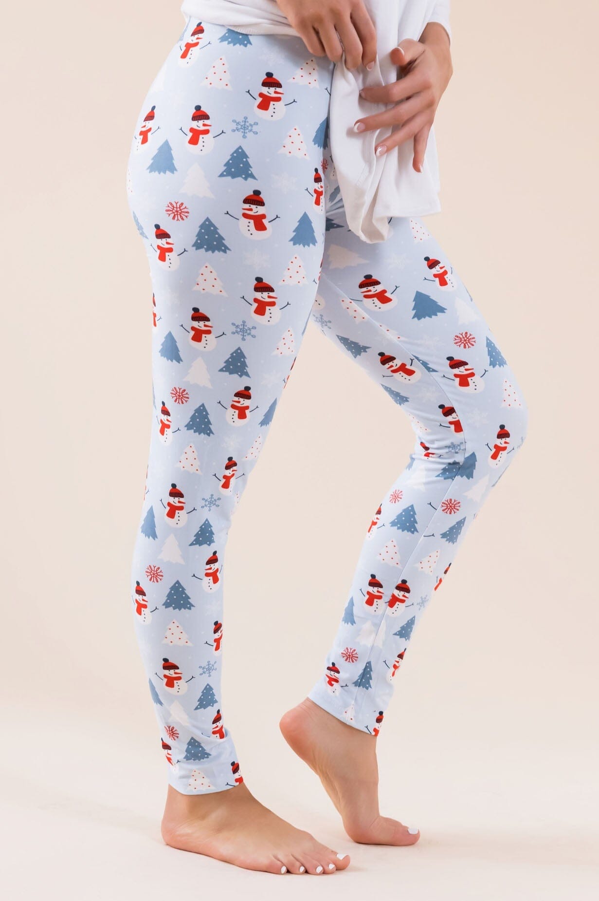 Trees & Snowman Christmas Leggings Accessories & Shoes vendor-unknown