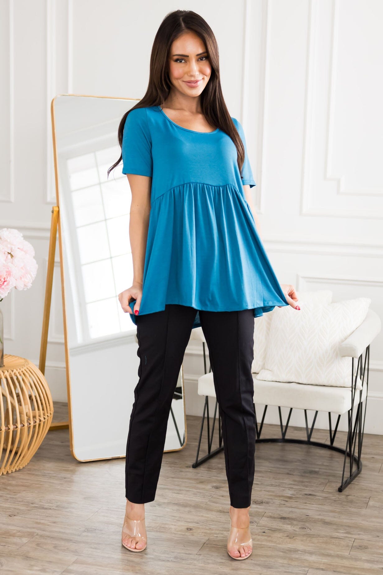 No Complications Babydoll Top Modest Dresses vendor-unknown