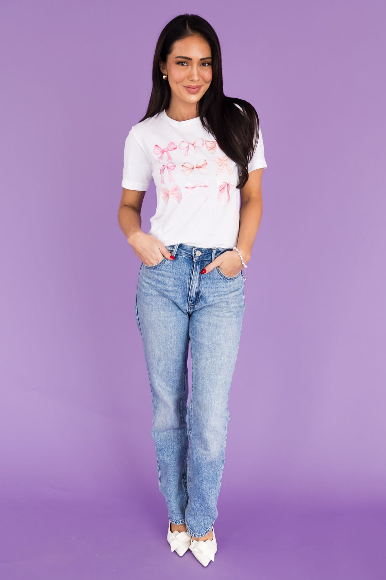 All Tied Up In A Pretty Bow Graphic Tee Modest Dresses vendor-unknown