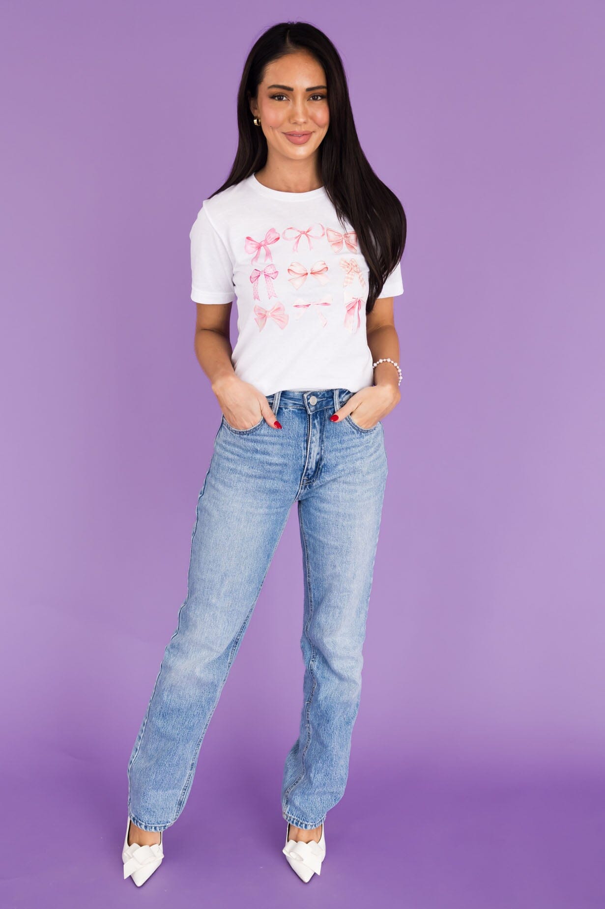 All Tied Up In A Pretty Bow Graphic Tee Modest Dresses vendor-unknown