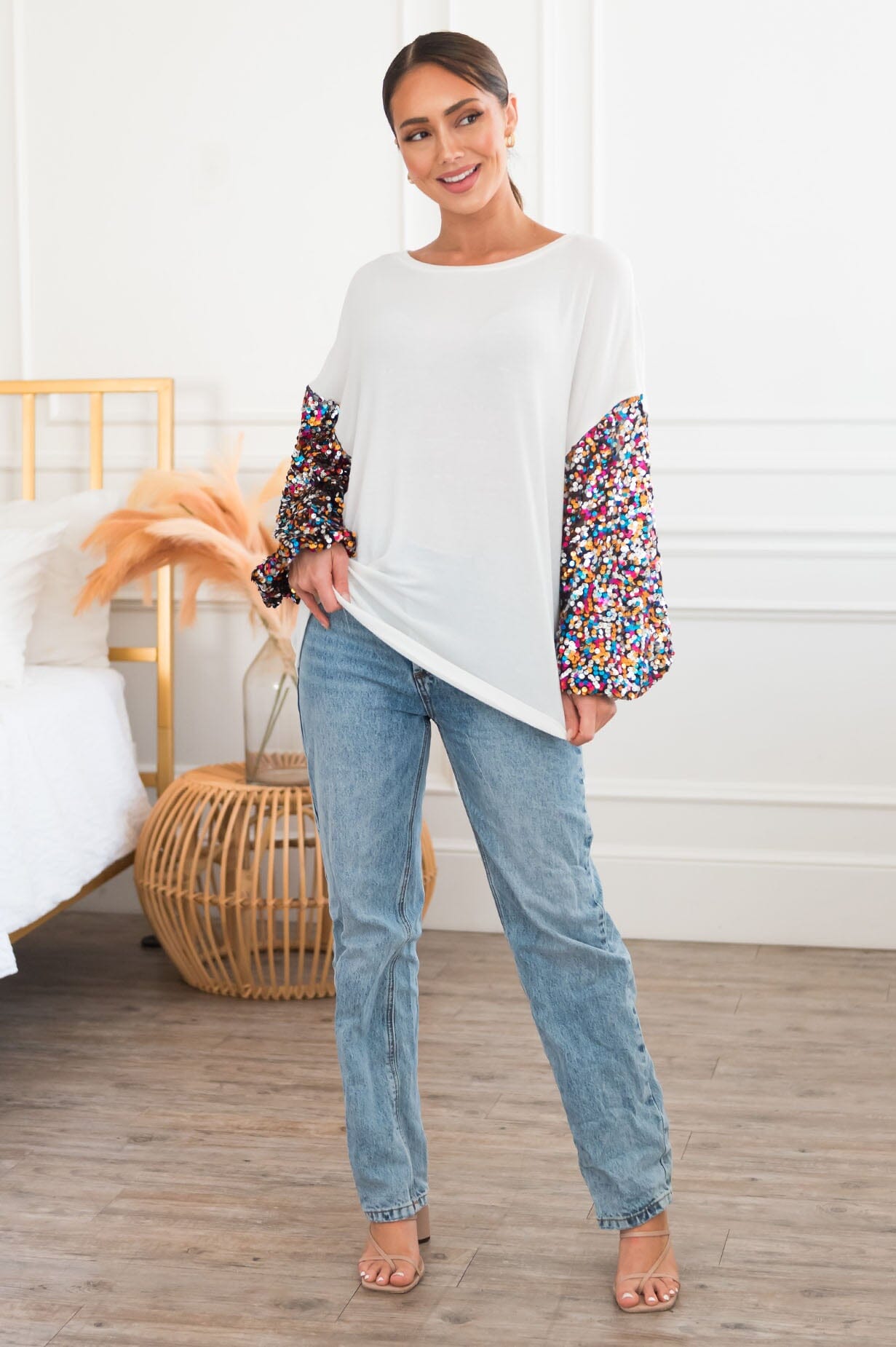 Always Celebrating Modest Sequin Sweater Modest Dresses vendor-unknown