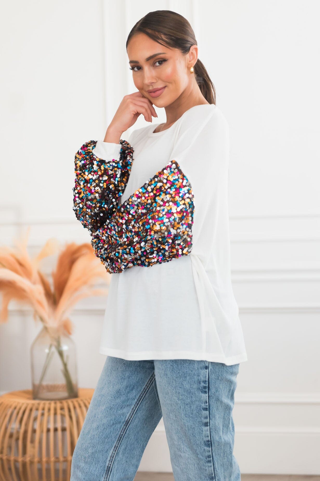 Always Celebrating Modest Sequin Sweater Modest Dresses vendor-unknown