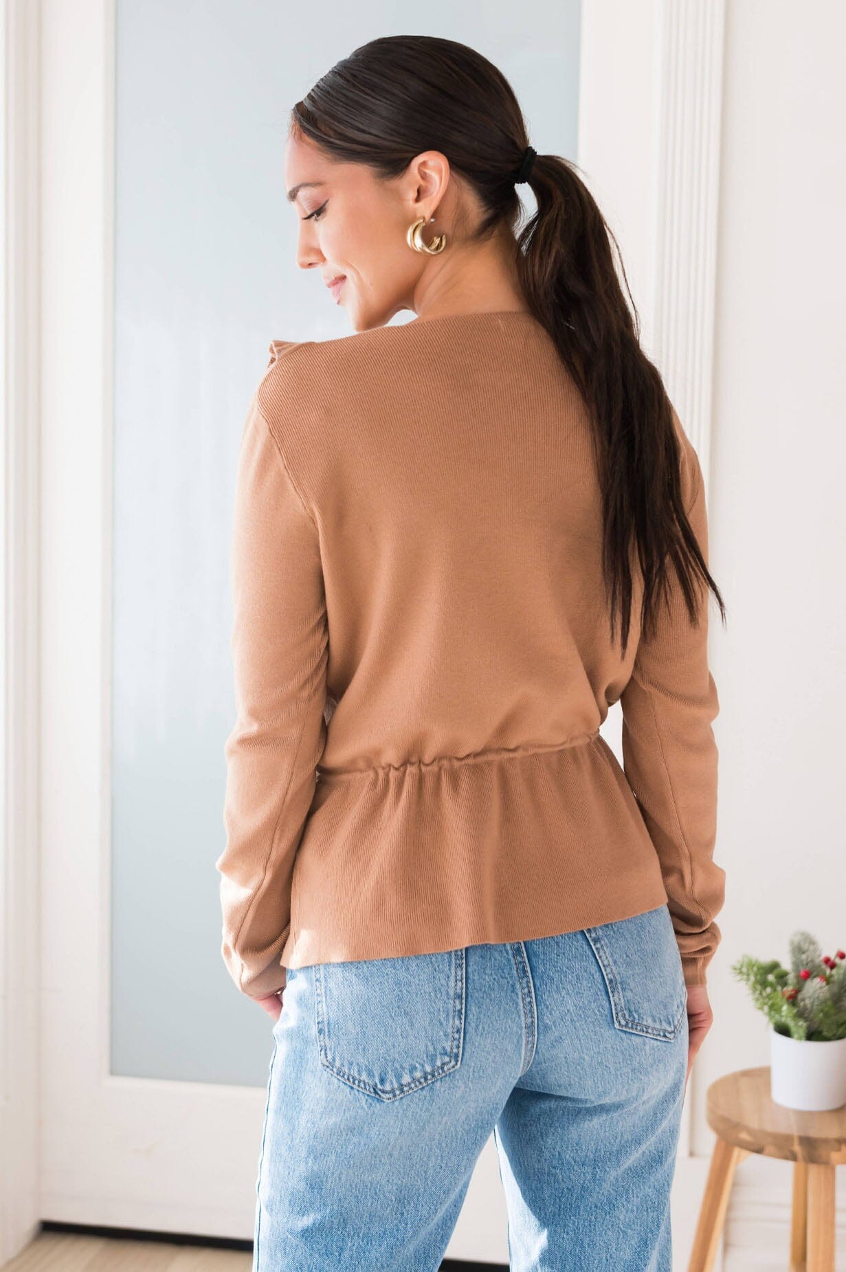 Beauty In Laughter Modest Ruffle Sweater Modest Dresses vendor-unknown