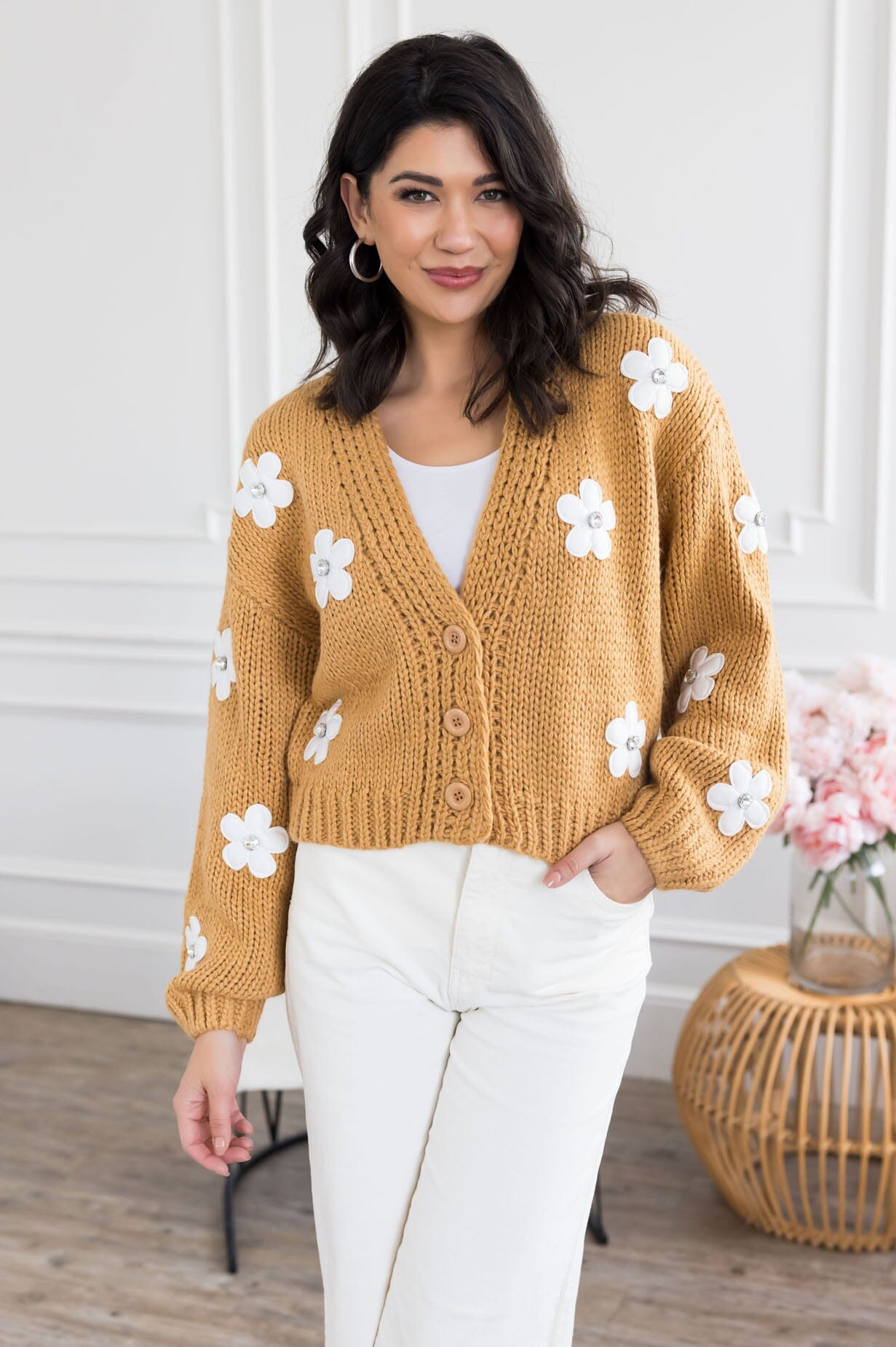 Diamond Daisy Sweater Cardigan Modest Dresses vendor-unknown