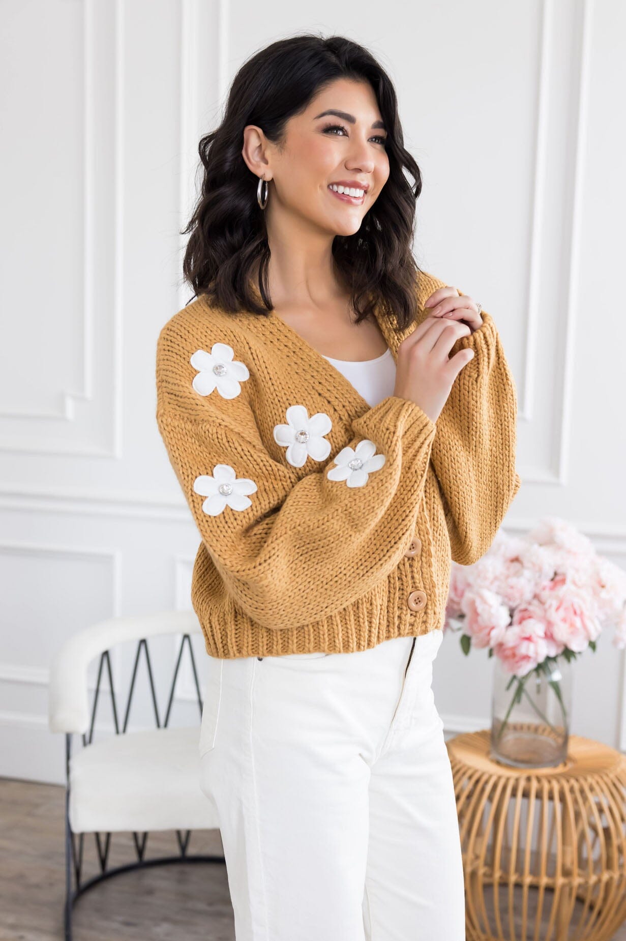 Diamond Daisy Sweater Cardigan Modest Dresses vendor-unknown