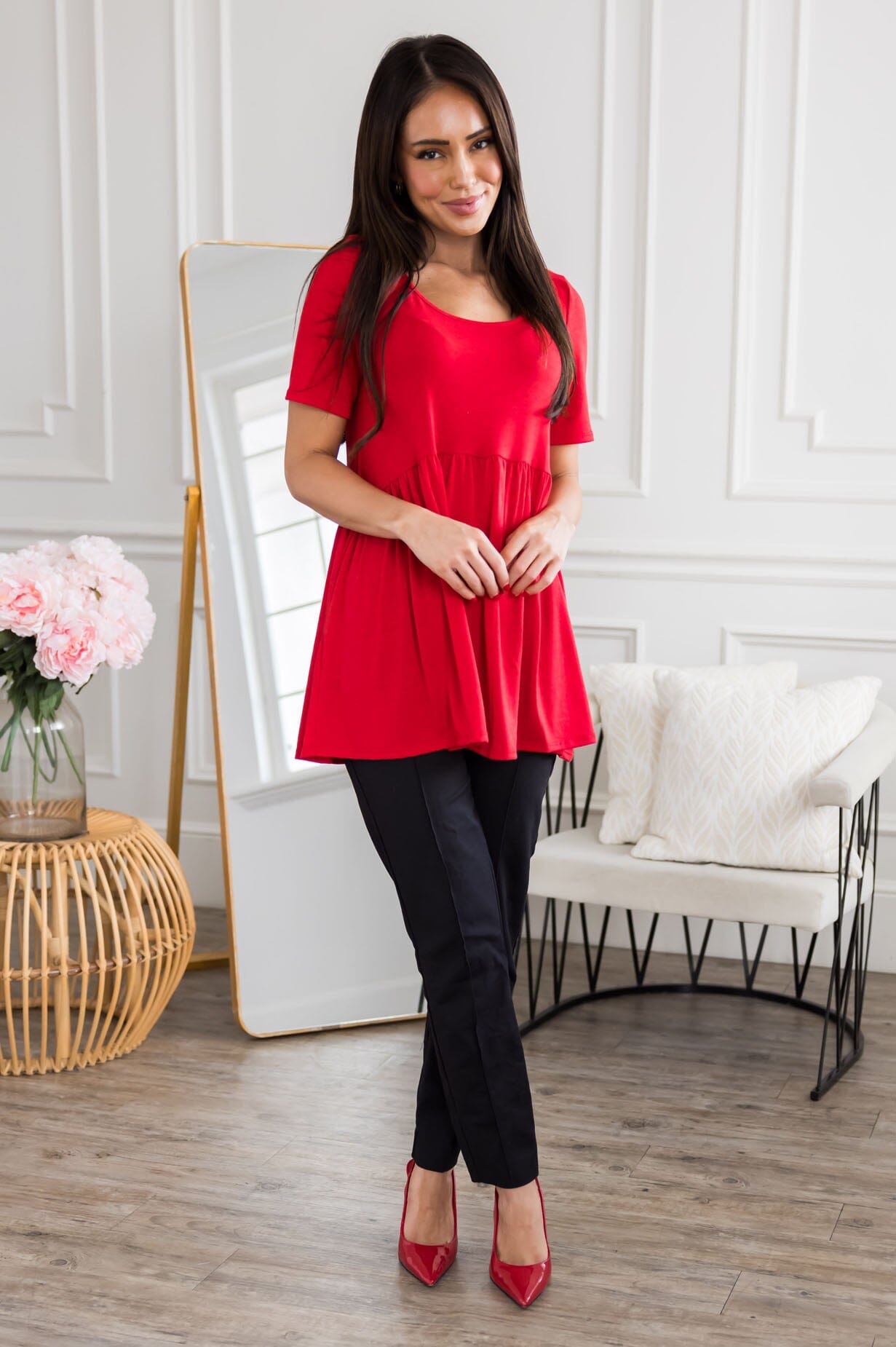 No Complications Babydoll Top Modest Dresses vendor-unknown