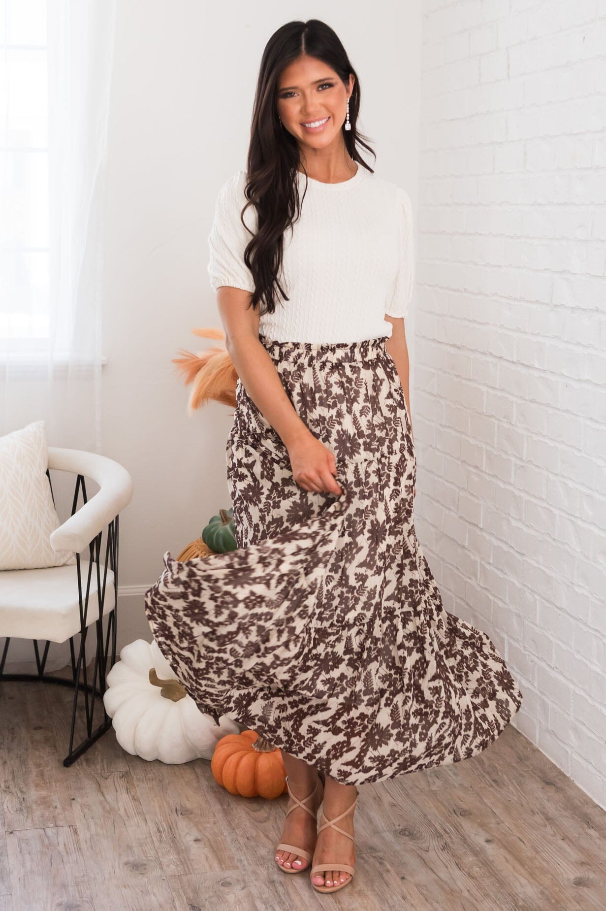 Excited To Twirl Modest Tiered Skirt Skirts vendor-unknown