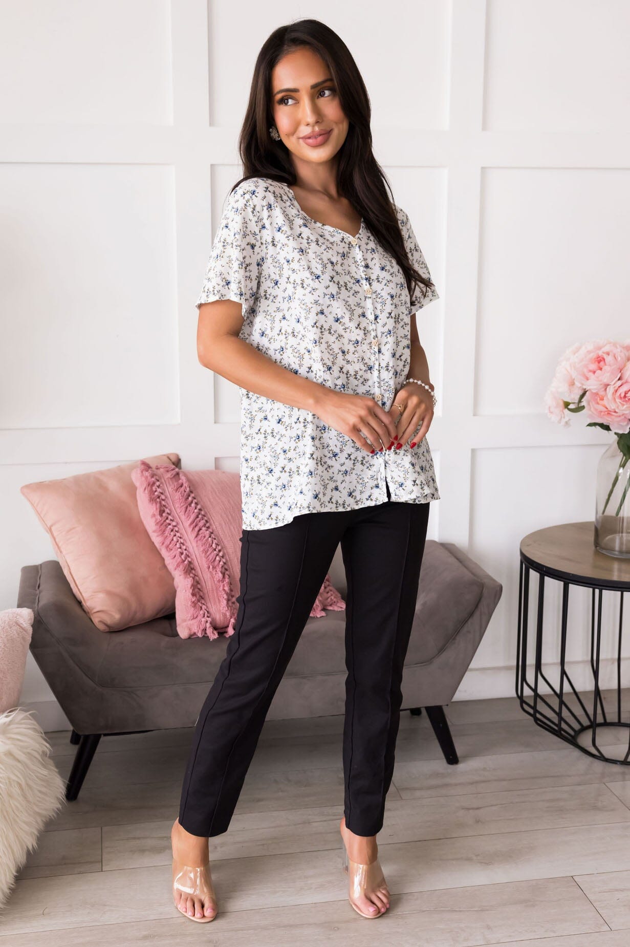 Perspective Is Key Floral Blouse Tops vendor-unknown