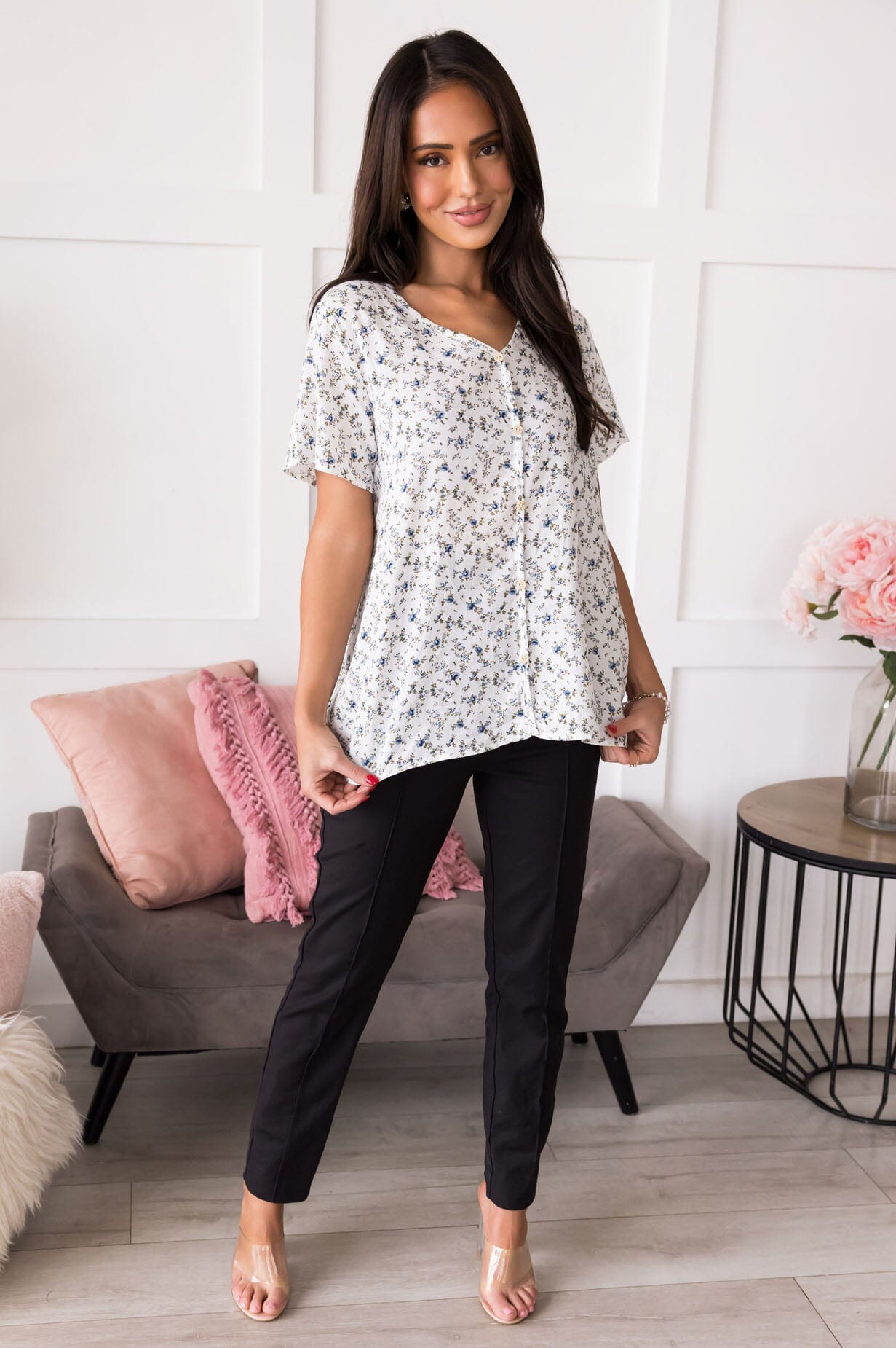 Perspective Is Key Floral Blouse Tops vendor-unknown