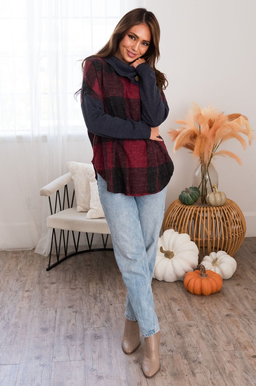 No Goodbyes Modest Cowl Neck Sweater