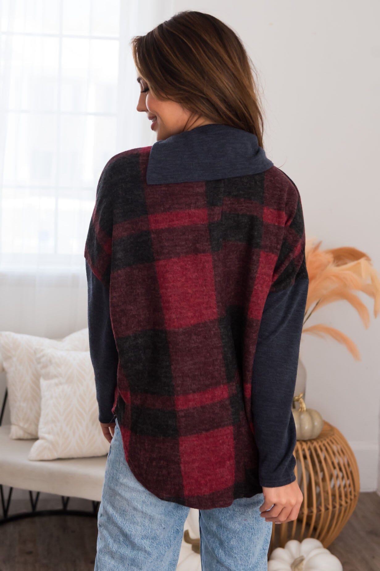 No Goodbyes Modest Cowl Neck Sweater Tops vendor-unknown