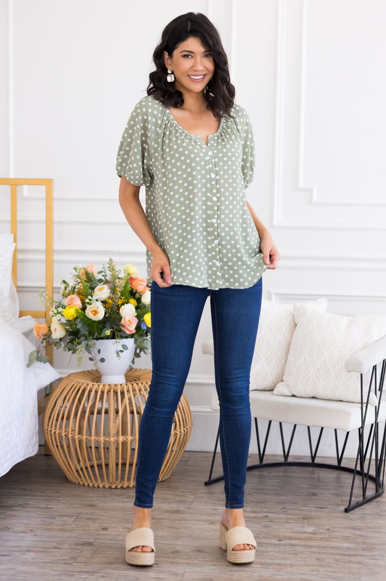 Focused On You Polka Dot Top Tops vendor-unknown