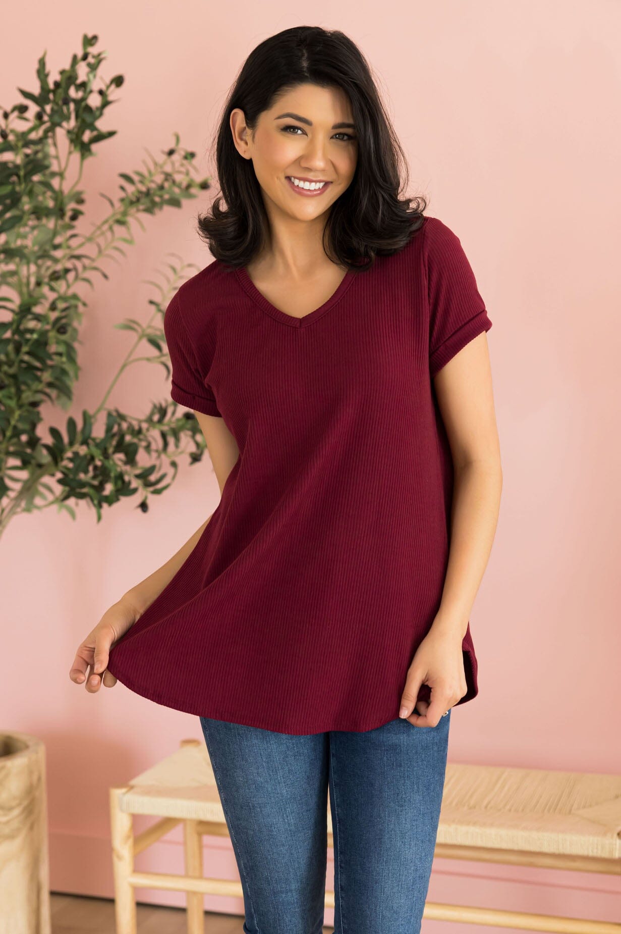 Classy Missy Fit Ribbed Tee Modest Dresses vendor-unknown