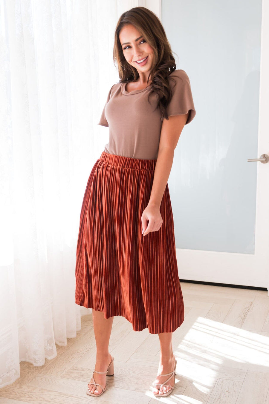 Rich & Velvety Pleated Midi Skirt Modest Dresses vendor-unknown 