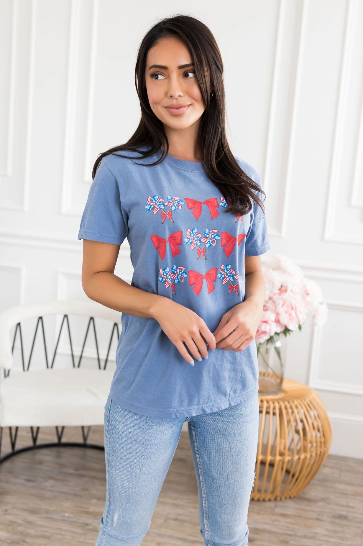 Pinwheels & Bows Graphic Tee Modest Dresses vendor-unknown