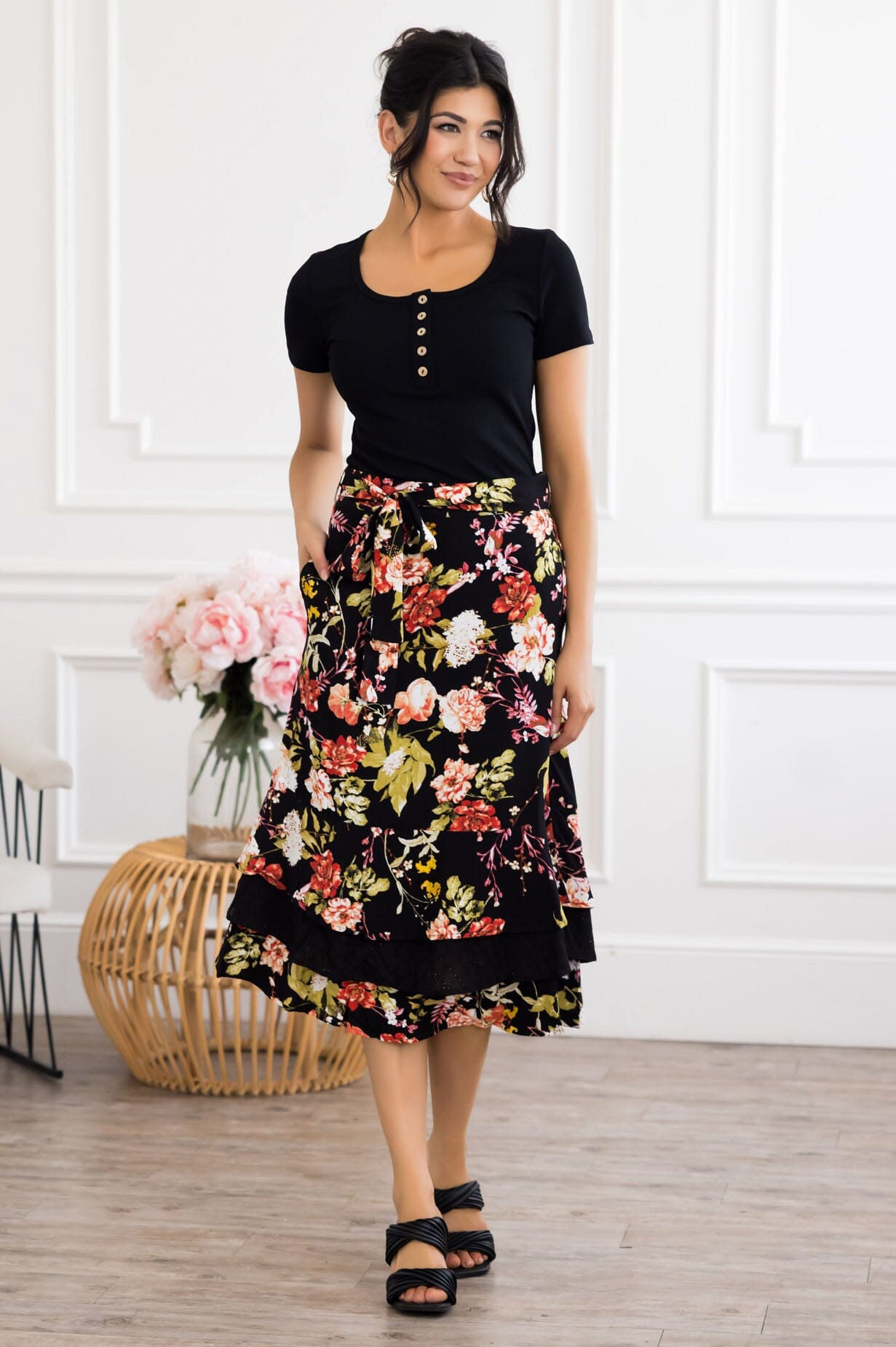 Dreaming Of You Floral Skirt Modest Dresses vendor-unknown