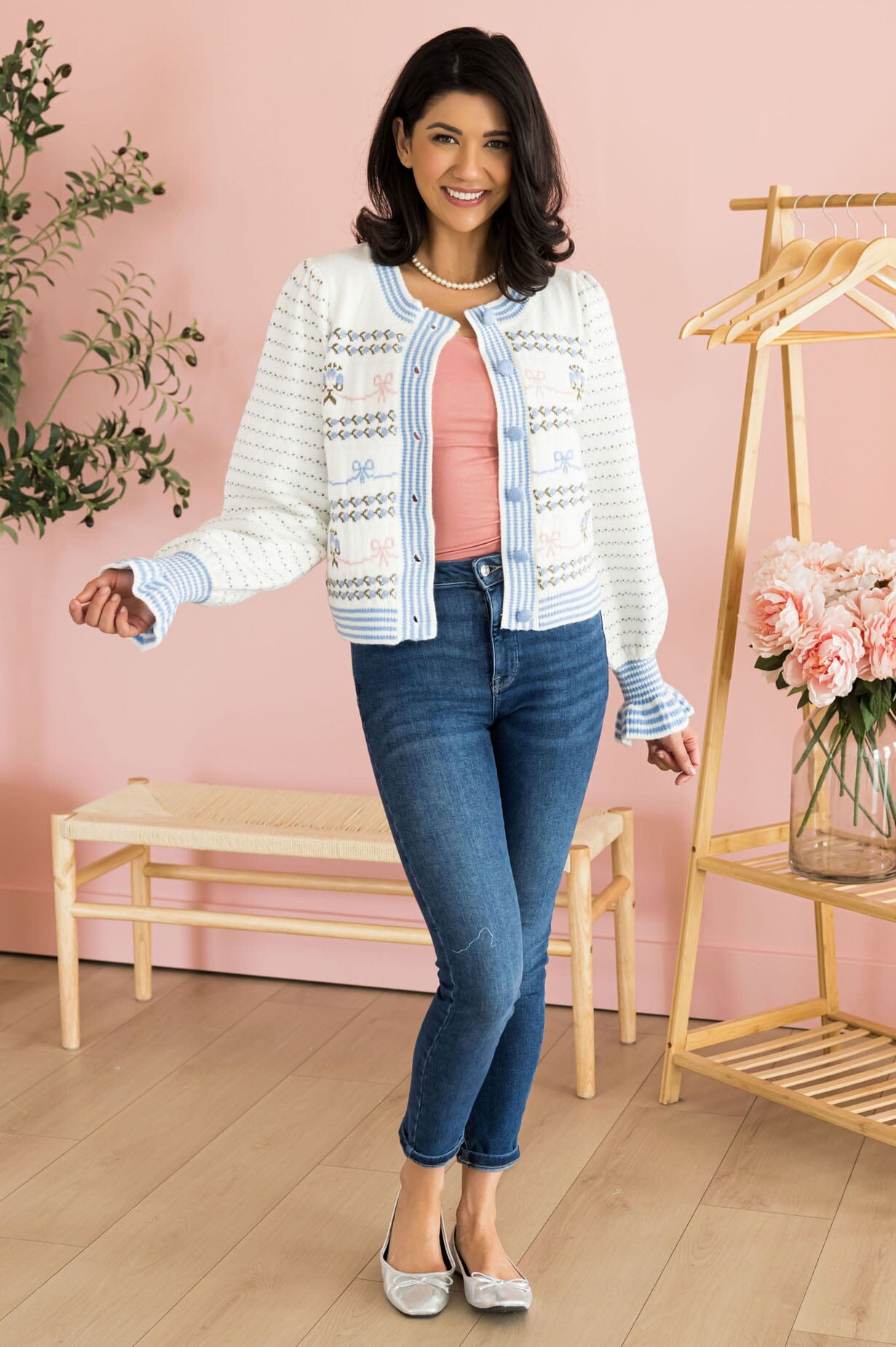 Bow Season Sweater Cardigan Modest Dresses vendor-unknown