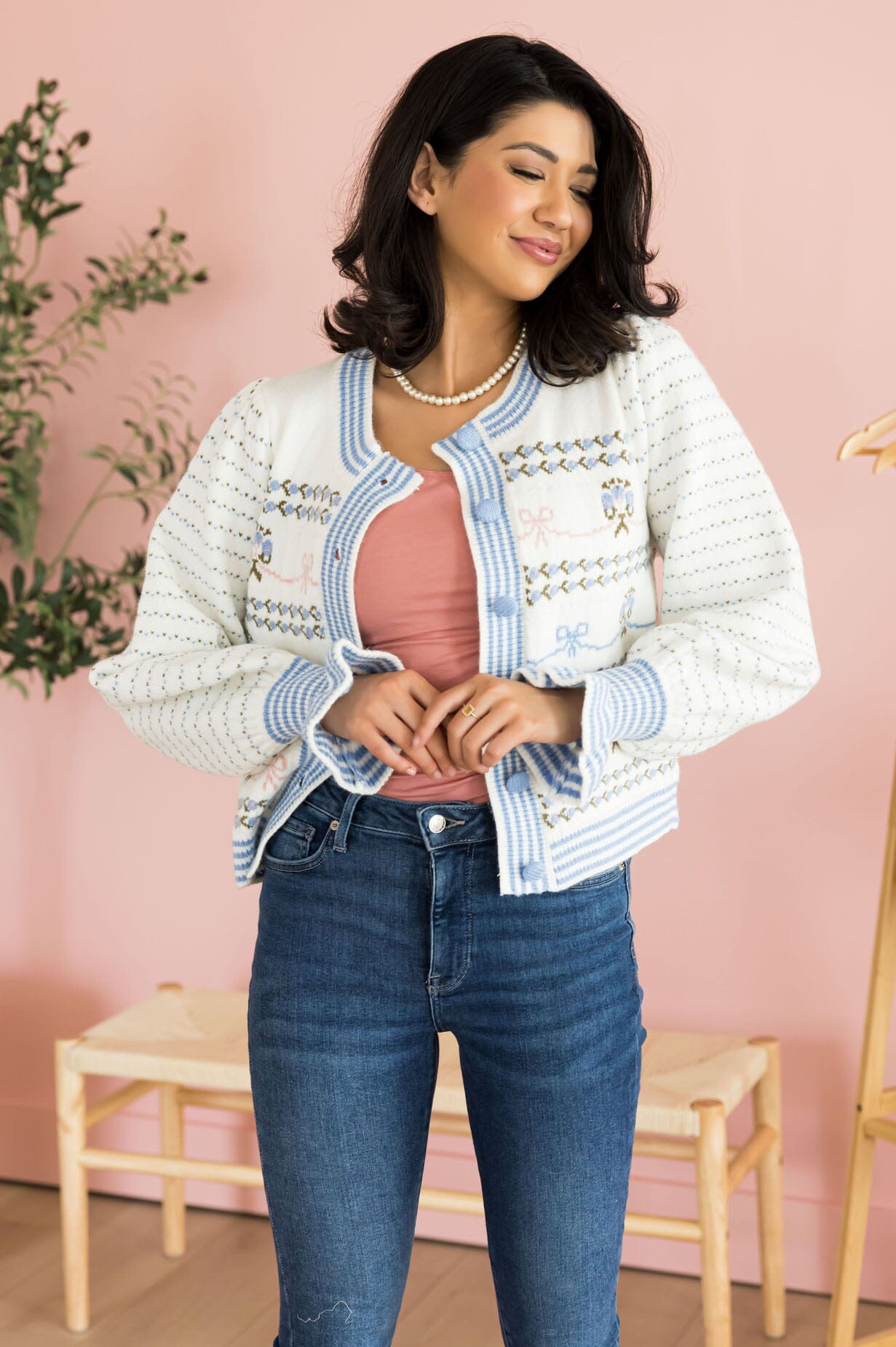 Bow Season Sweater Cardigan Modest Dresses vendor-unknown