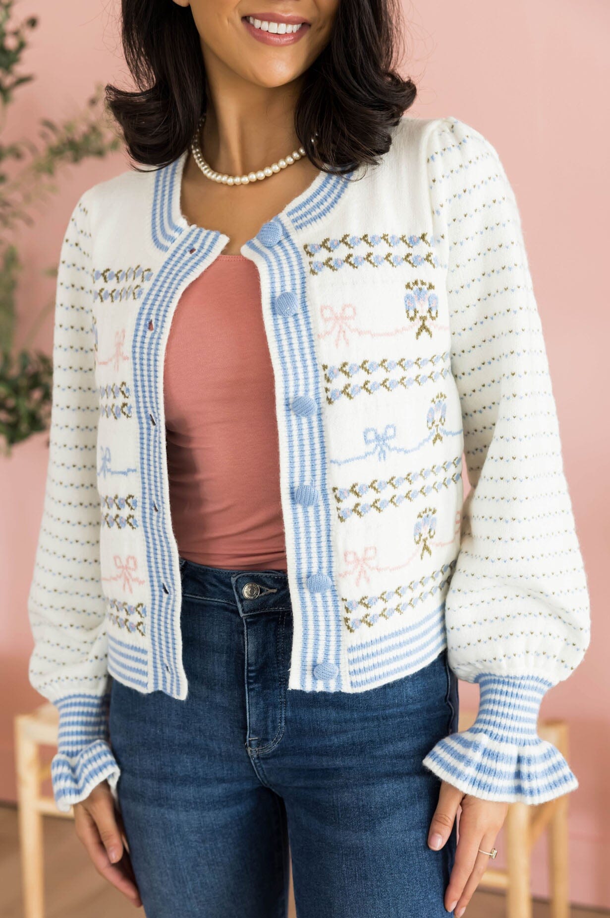 Bow Season Sweater Cardigan Modest Dresses vendor-unknown