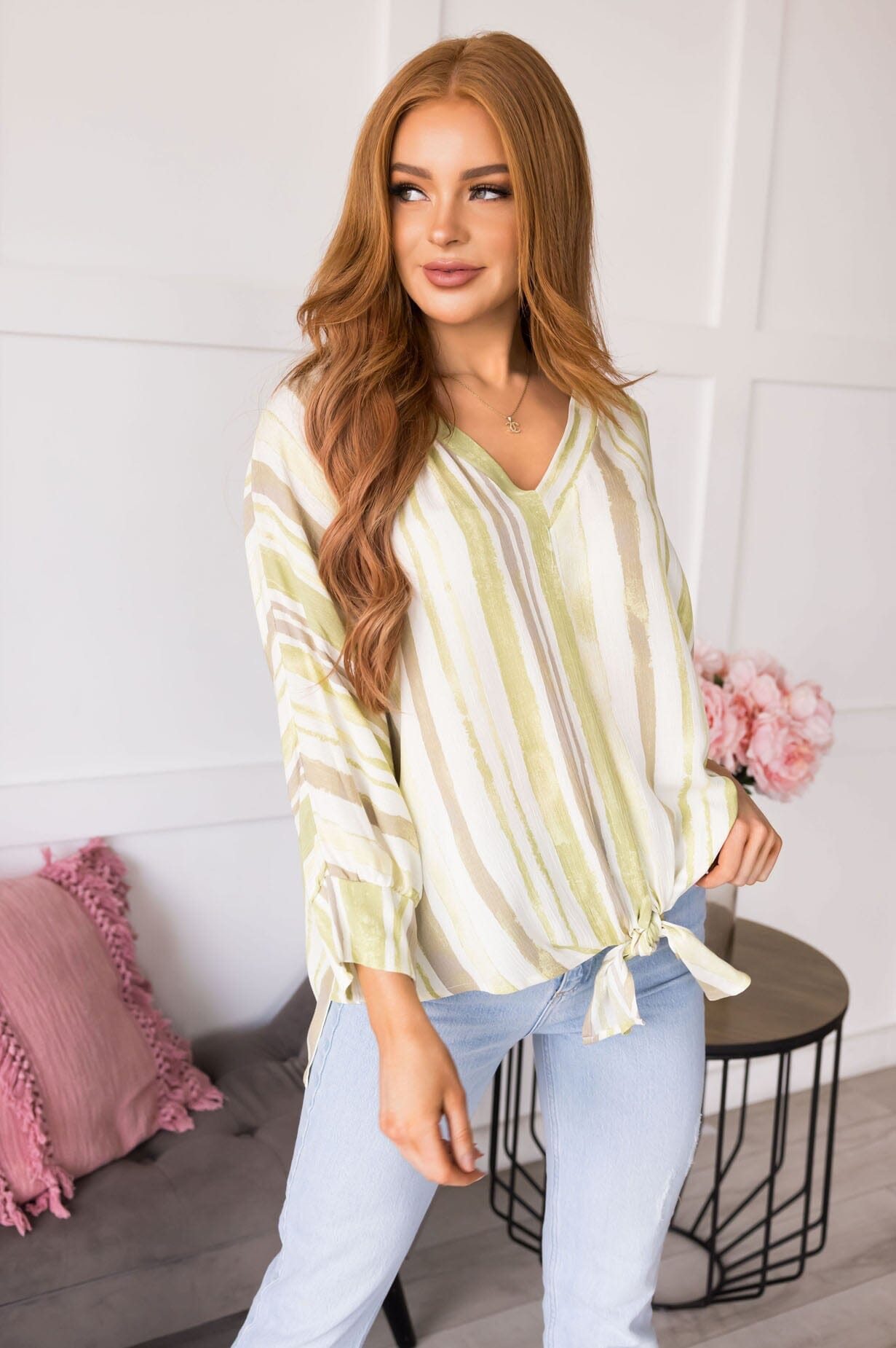 Cheerful Heart Striped Blouse NeeSee's Dresses