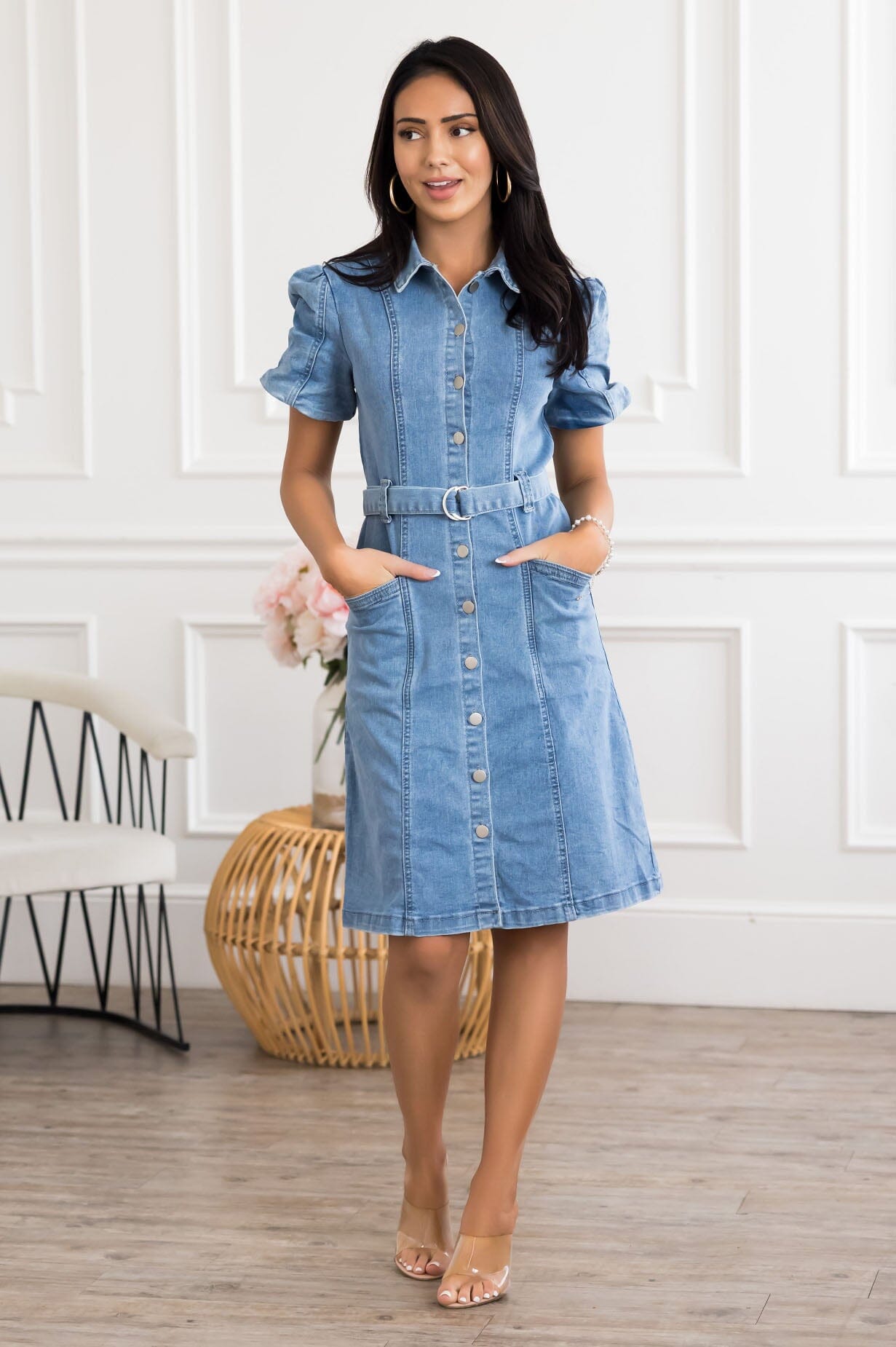 women denim dresses The Rickie Modest Denim Dress