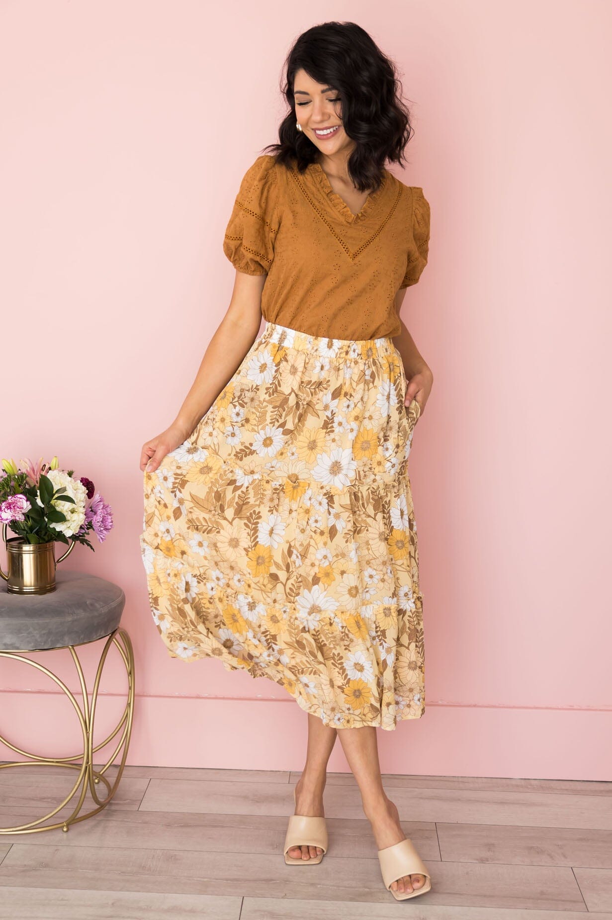 Flowers & Joy Tiered Ruffle Skirt Skirts vendor-unknown