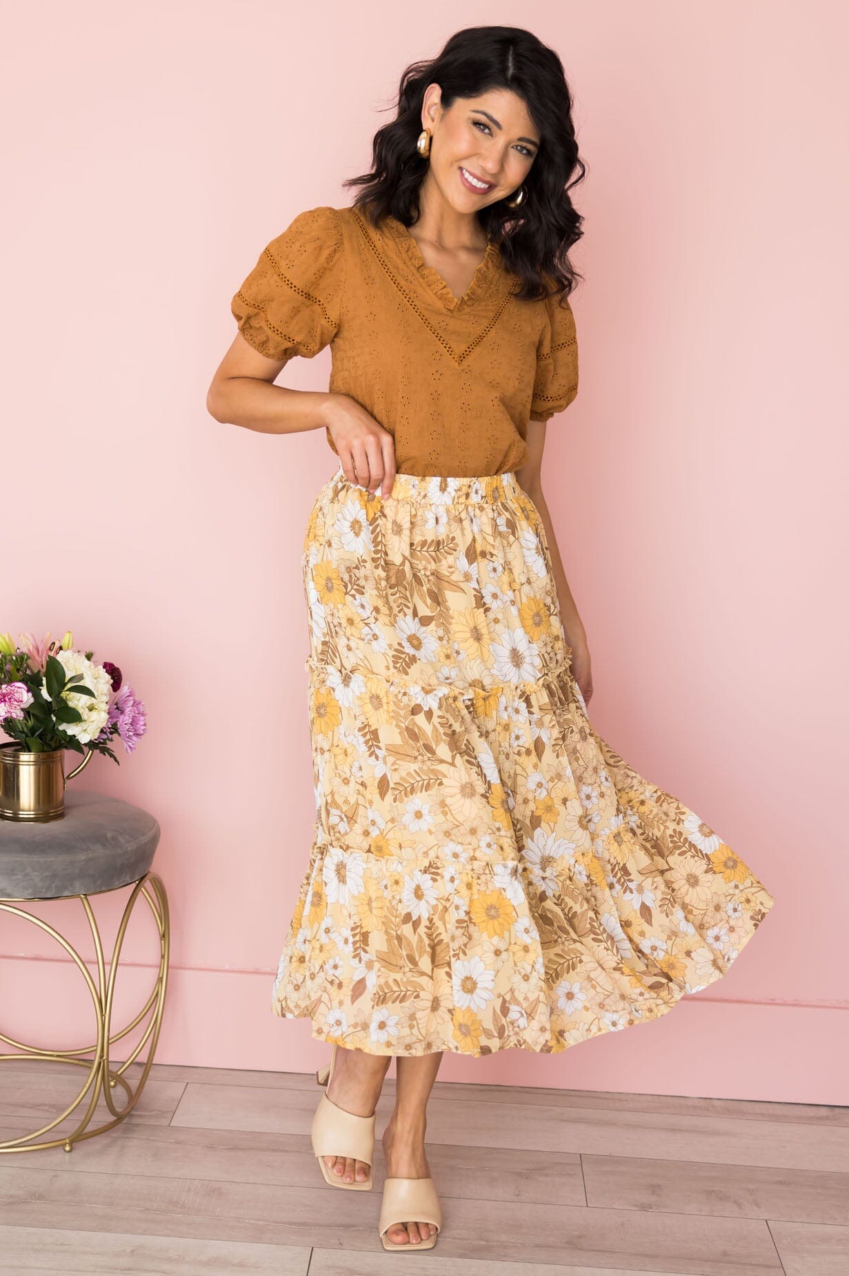 Flowers & Joy Tiered Ruffle Skirt Skirts vendor-unknown