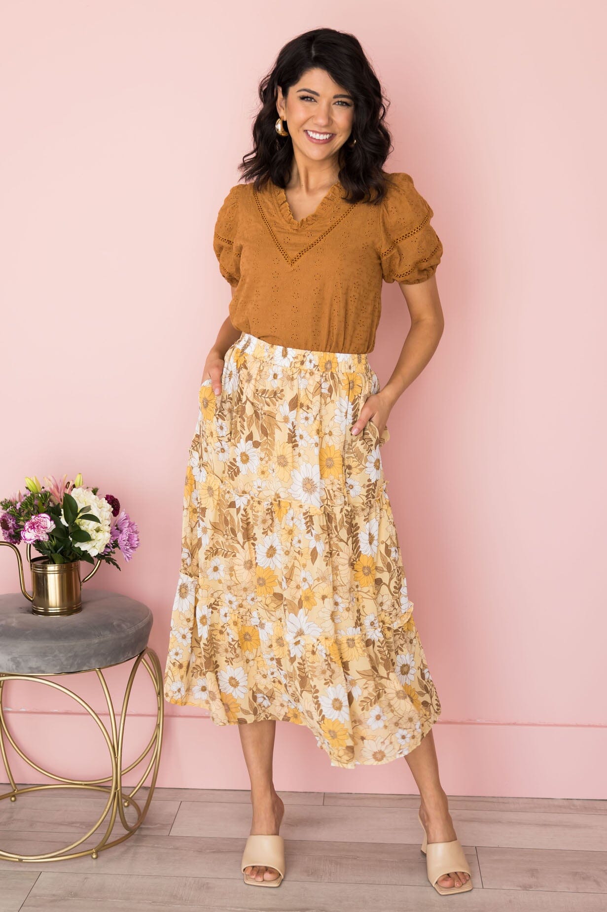 Flowers & Joy Tiered Ruffle Skirt Skirts vendor-unknown