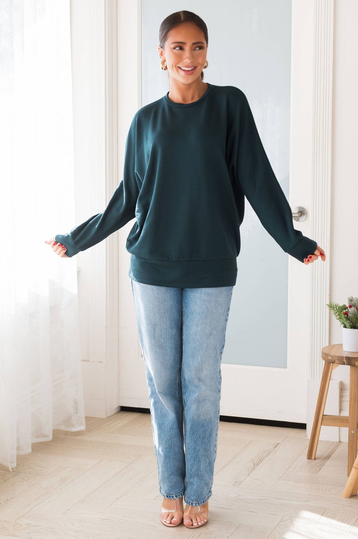 Here For It Modest Sweatshirt Tops vendor-unknown