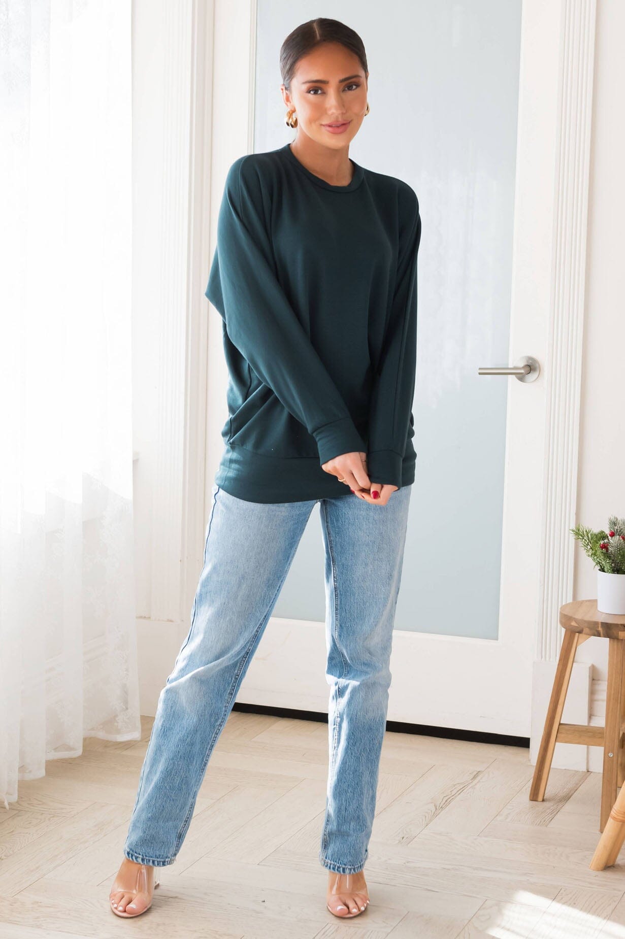 Here For It Modest Sweatshirt Tops vendor-unknown