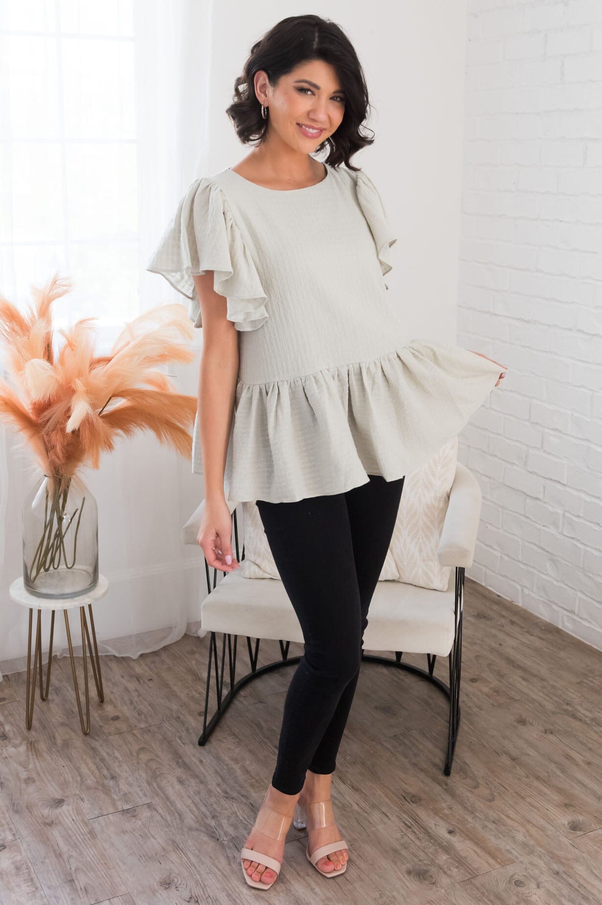 A Joy Filled Heart Modest Peplum Blouse Tops vendor-unknown