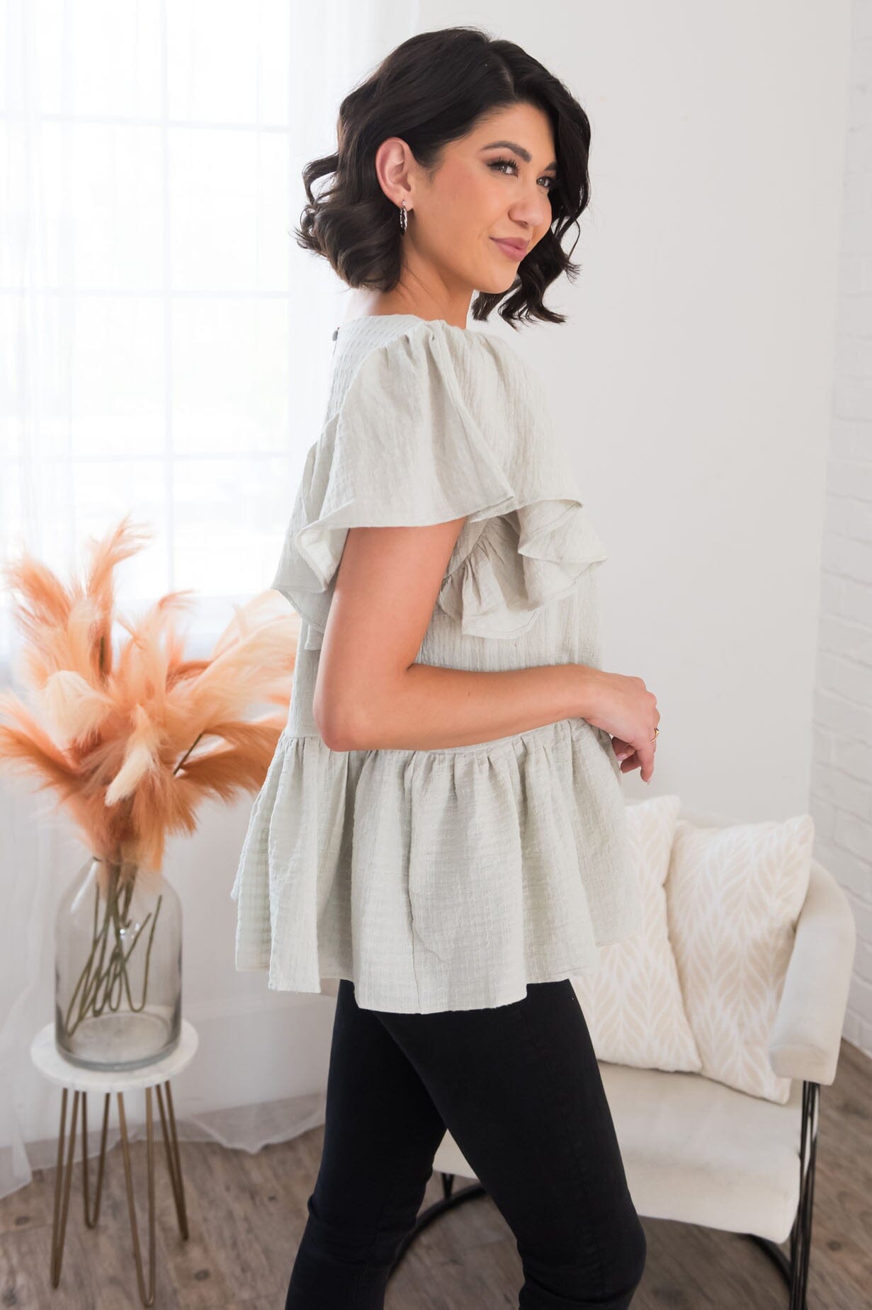 A Joy Filled Heart Modest Peplum Blouse Tops vendor-unknown