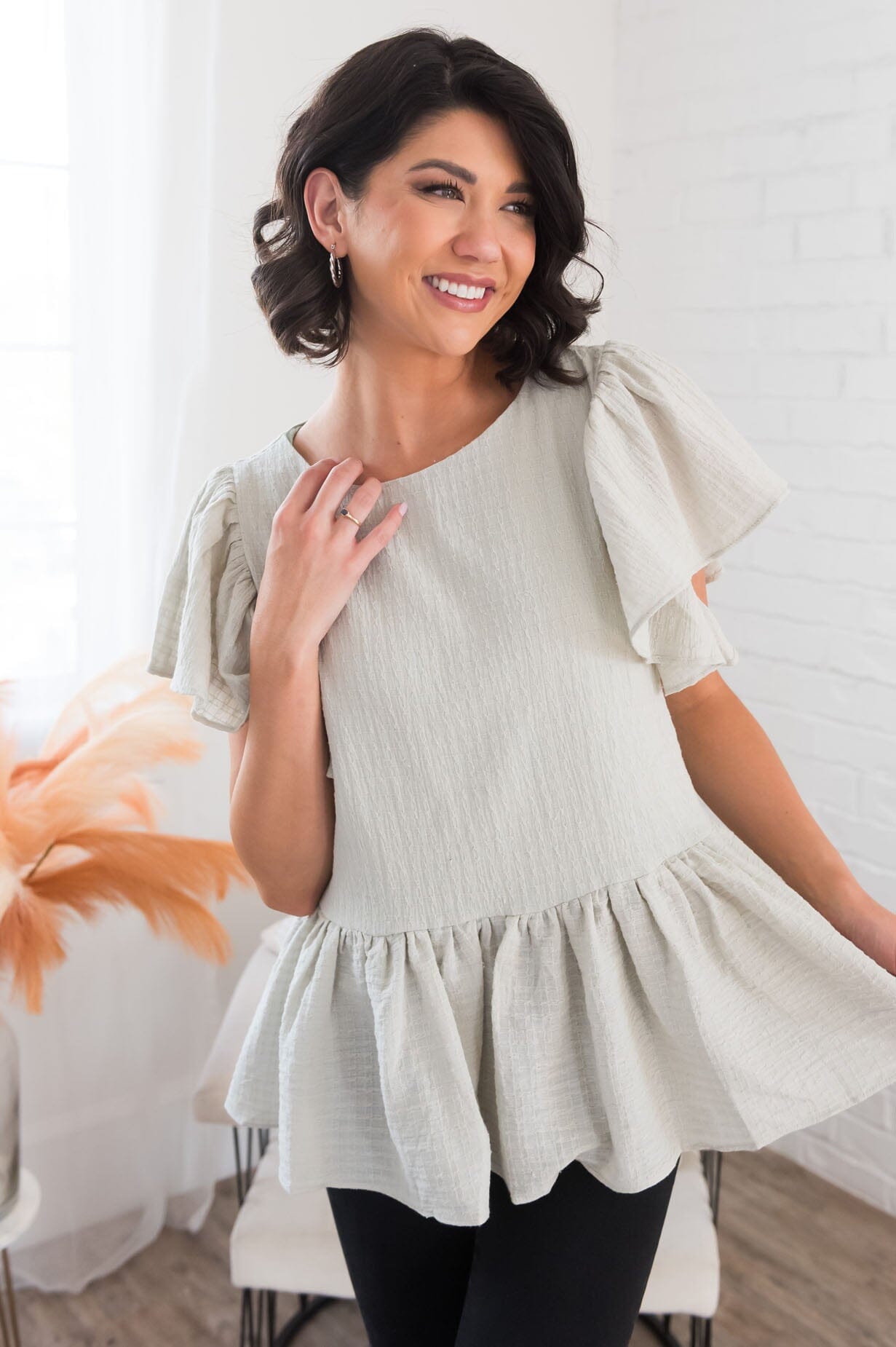 A Joy Filled Heart Modest Peplum Blouse Tops vendor-unknown