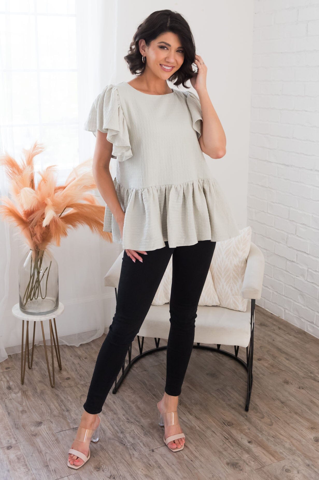 A Joy Filled Heart Modest Peplum Blouse Tops vendor-unknown