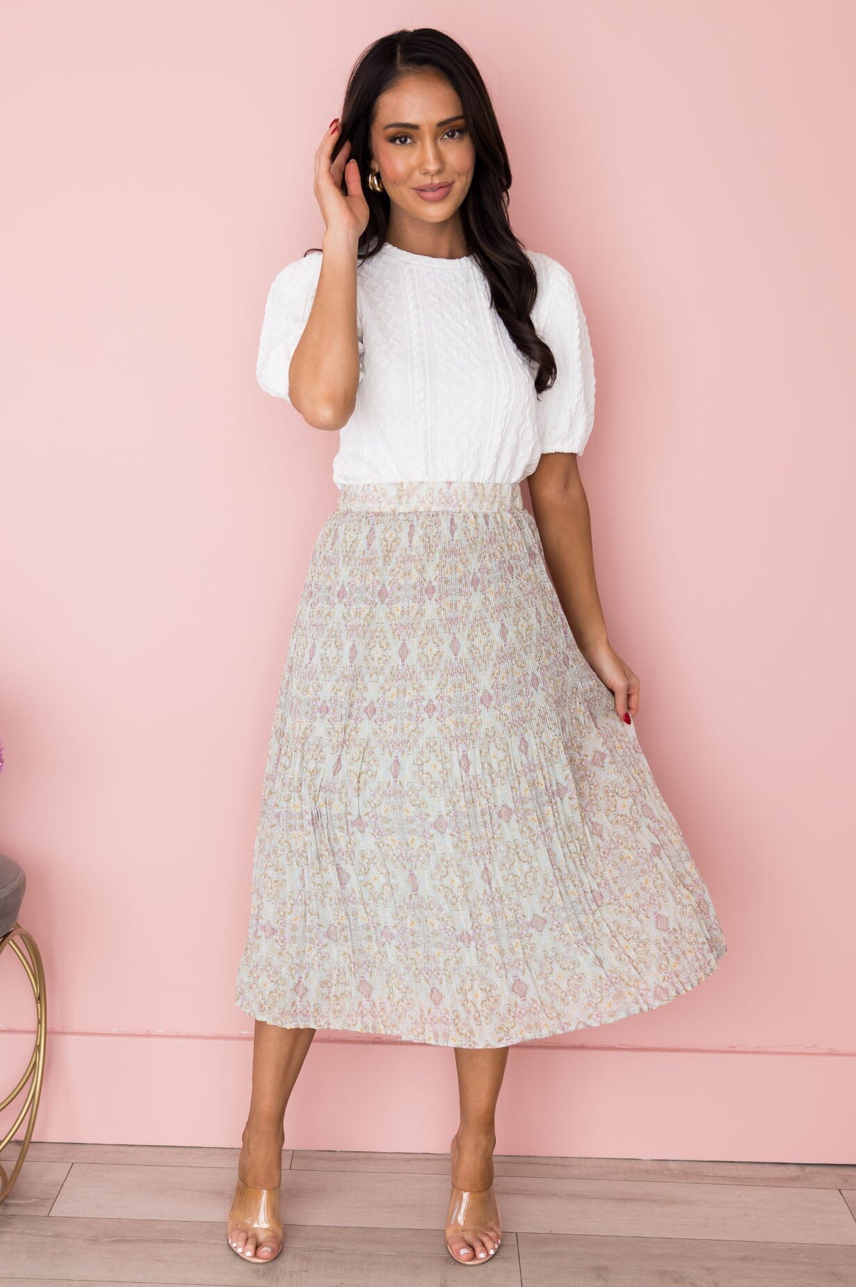 Deep Devotion Modest Pleated Skirt Skirts vendor-unknown