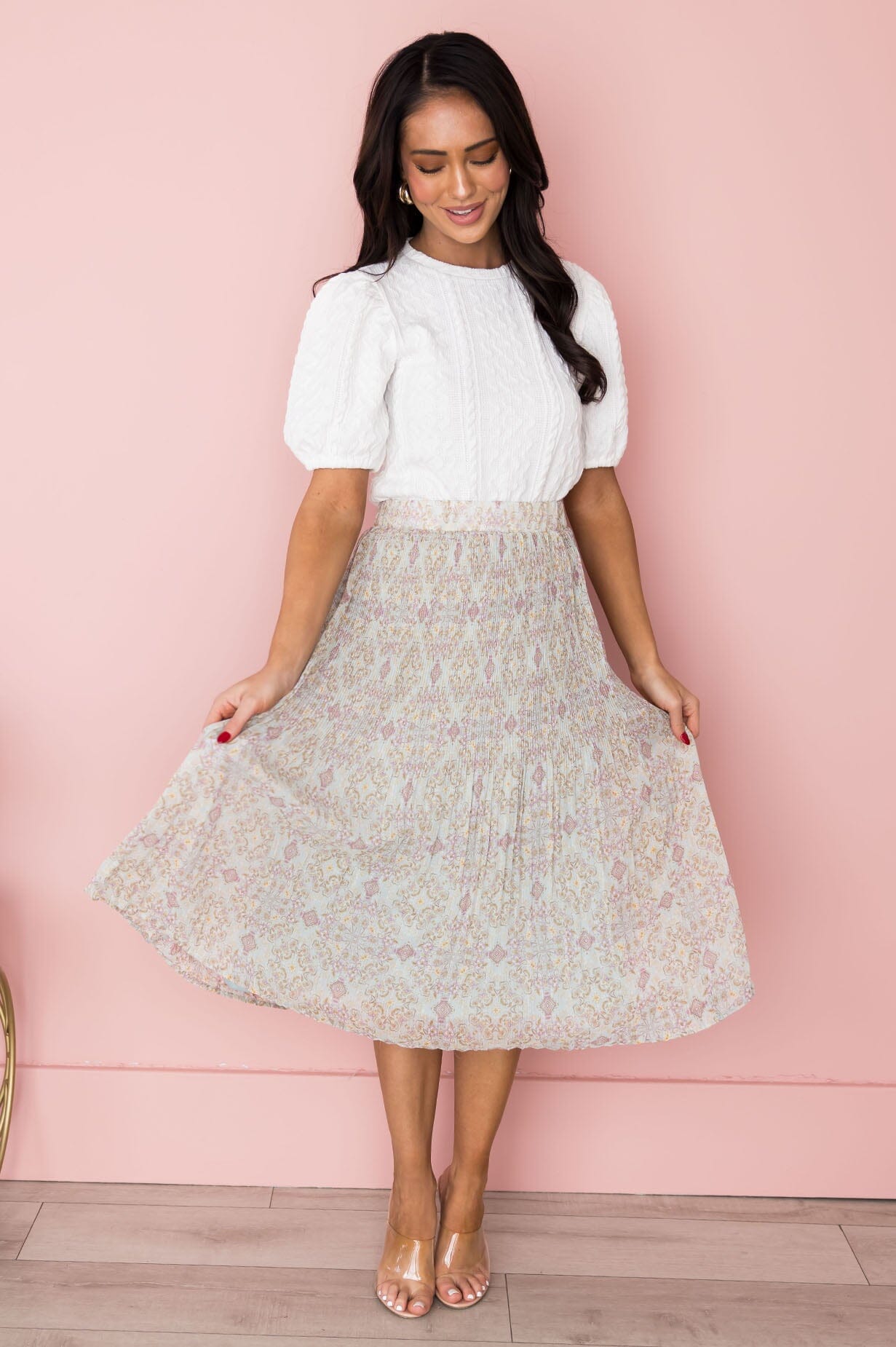 Deep Devotion Modest Pleated Skirt Skirts vendor-unknown