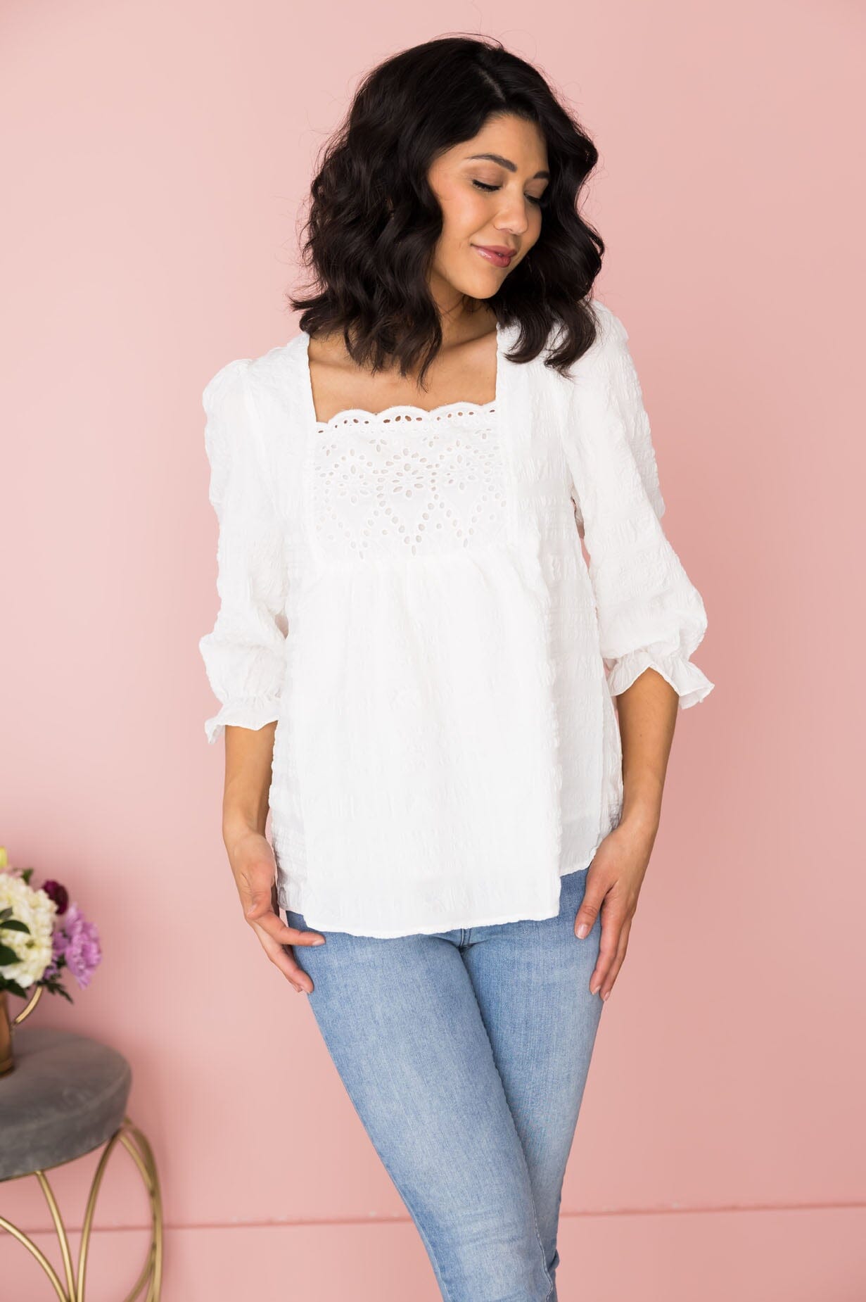 Brighter Days Ahead Eyelet Blouse Modest Dresses vendor-unknown