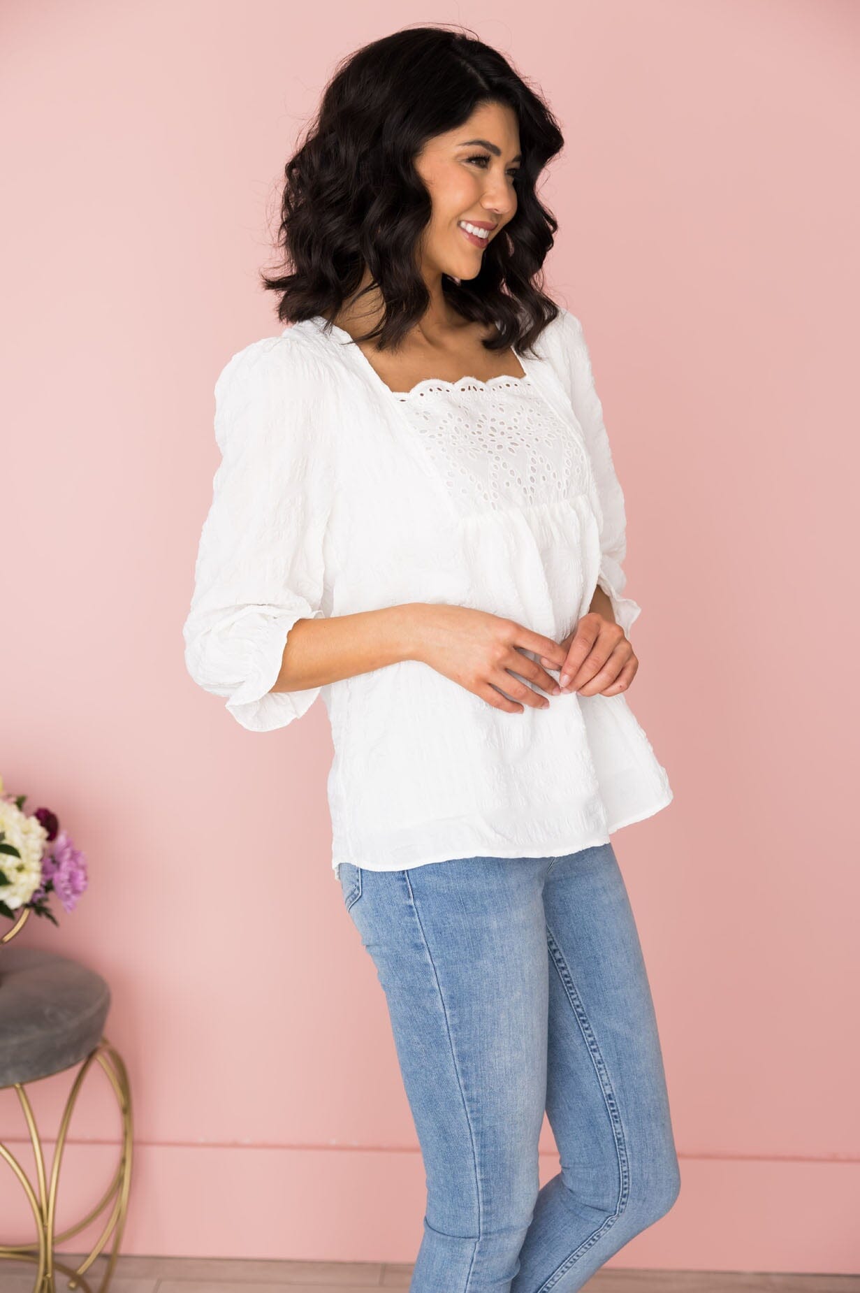 Brighter Days Ahead Eyelet Blouse Modest Dresses vendor-unknown